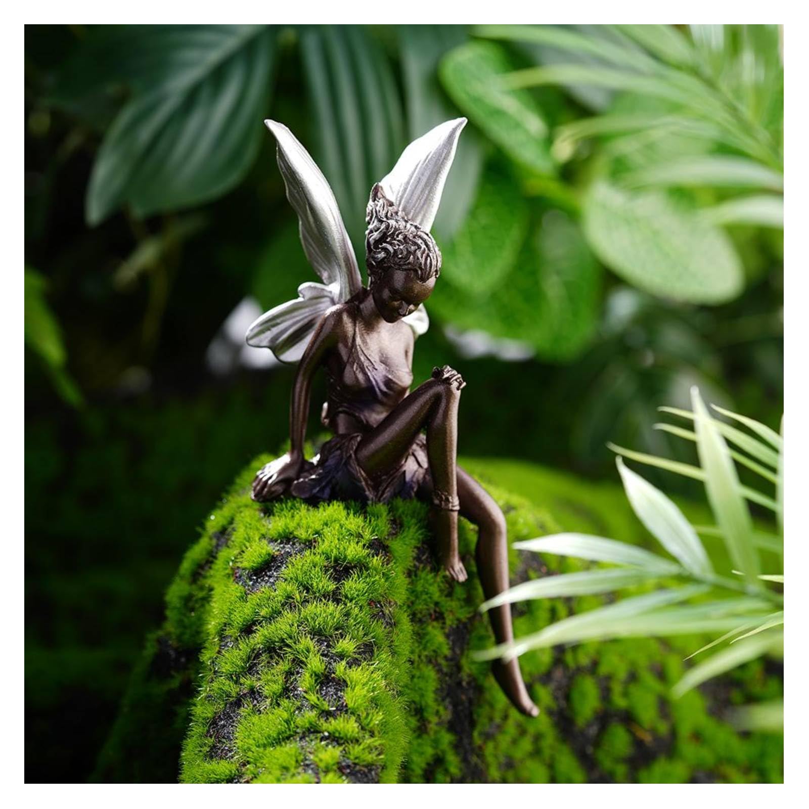 Angel Figurine Outdoor Statue, 5.5'' Brown Resin Angel Craft for Home, Table, Lawn, Yard, Porch, Patio, Christmas, Housewarming Gifts (coffee)