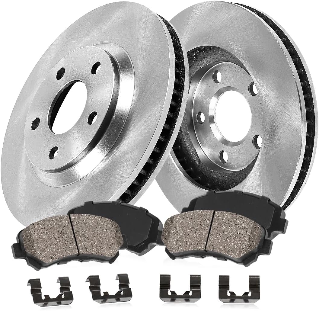 Callahan Brake Parts Front Brake Kit For Cadillac DeVille 2000-05 |Chevrolet Avalanche 2500 2002-06 |Express 2500 2003-20 - Disc Rotors with Ceramic Brake Pads + Hardware, EBYK018261