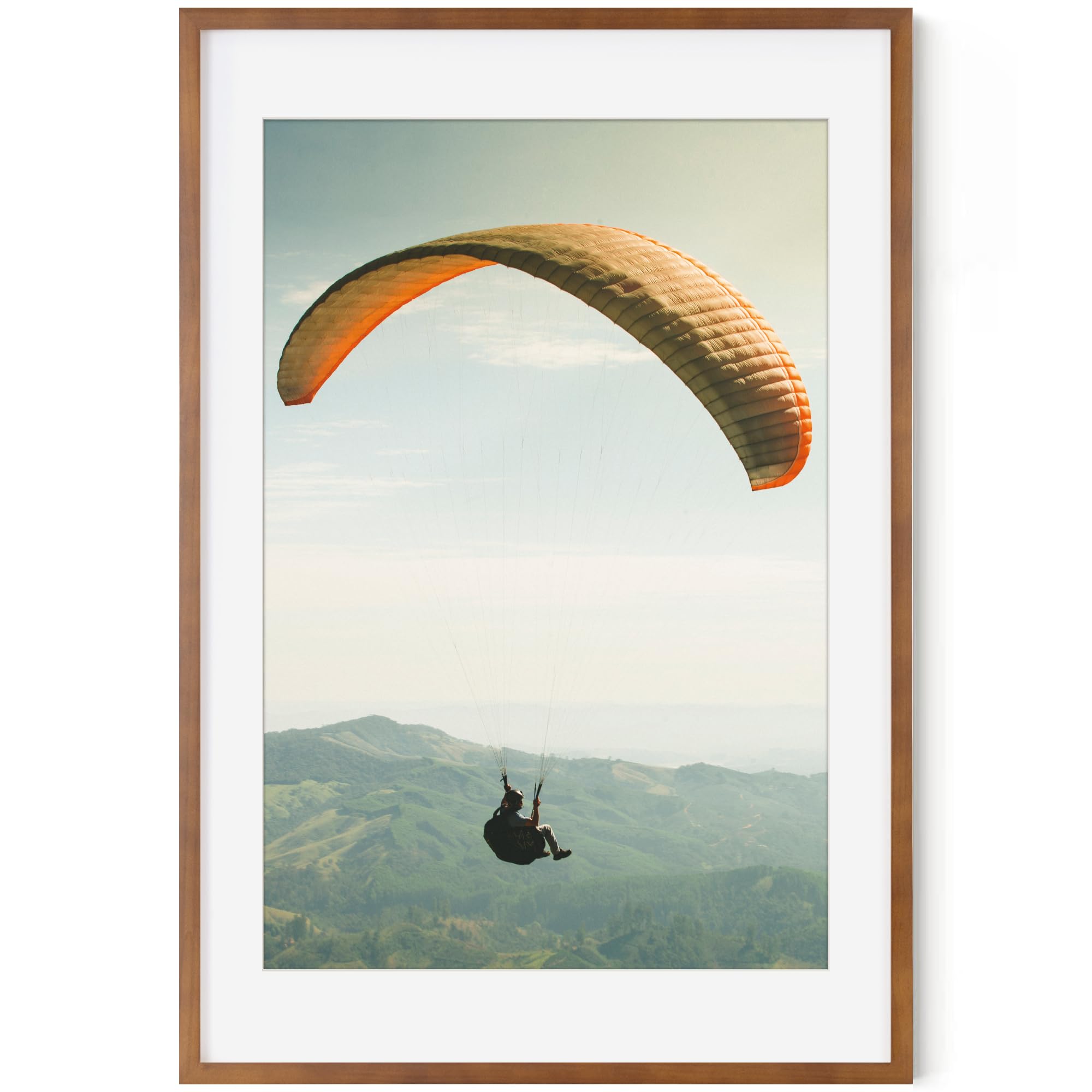 Photo 1 of 24x36 Picture Frame Made of Solid Wood with Plexiglass, Wood Poster Frame 24 x 36 for Wall Mounting, 24x36 Frame Matted to 20x30, Large 24"x36" Art Frame, Light Brown Color, 1 Pack Light Brown 24x36 - 1P