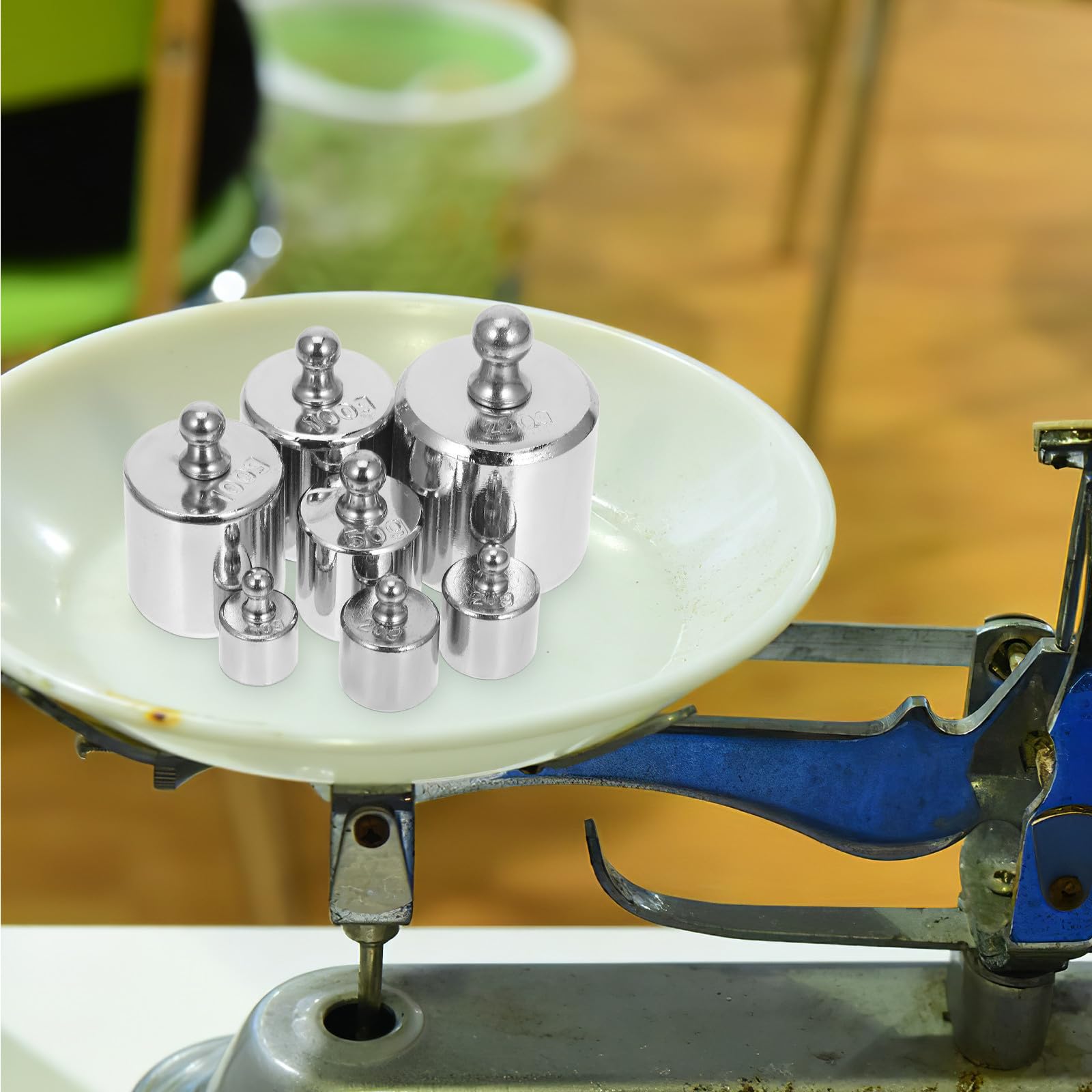 Mikikit Jeu de Poids de Précision en Acier Argenté 1000g avec Pince Plastique pour Calibrage Balance Cuisine et Laboratoire Polyvalent