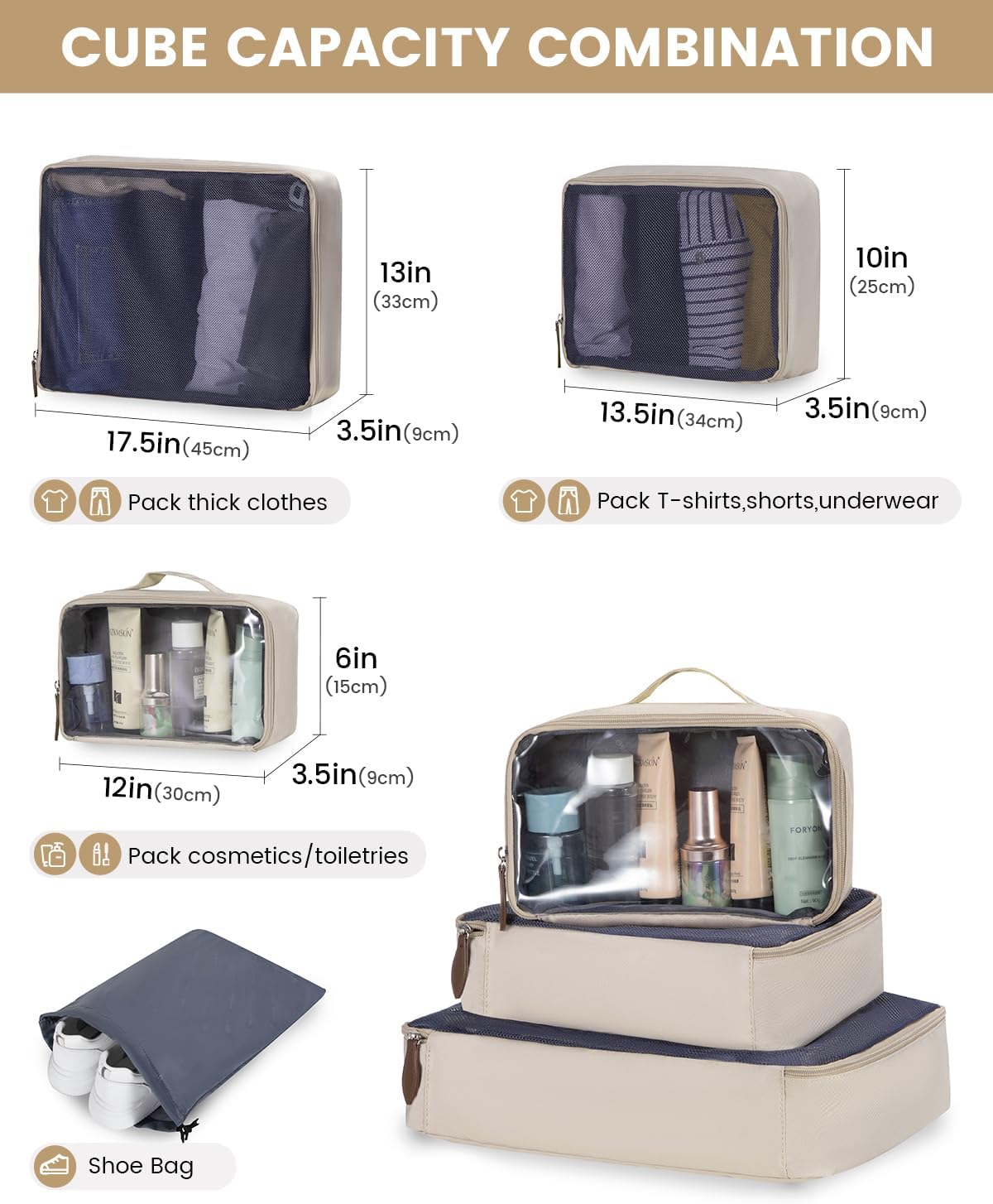 LOVEVOOK Carry on Backpack, 45L Large Travel Backpack for Women Men Airline Approved, Expandable Large Suitcase Backpacks With 4 Packing Cubes, Aer Travel Pack 3, Water Resistant Weekender Bag - Image 6