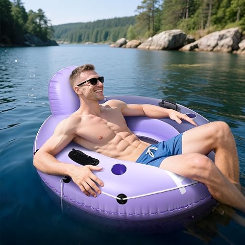 Miniatura 7 de River Tubes for Floating Heavy Duty, Pool Float Adult, 53" Inflatable Float Tube for Beach Lake Rafting, River Floats with Mesh Bottom