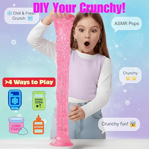 Miniatura 2 de Kit de slime crujiente slime rosa, purpurina negra y Bingsu no pegajoso, ASMR Pop & Crackle, encanto y mezclas de monstruo Kpop, unicornio y arco