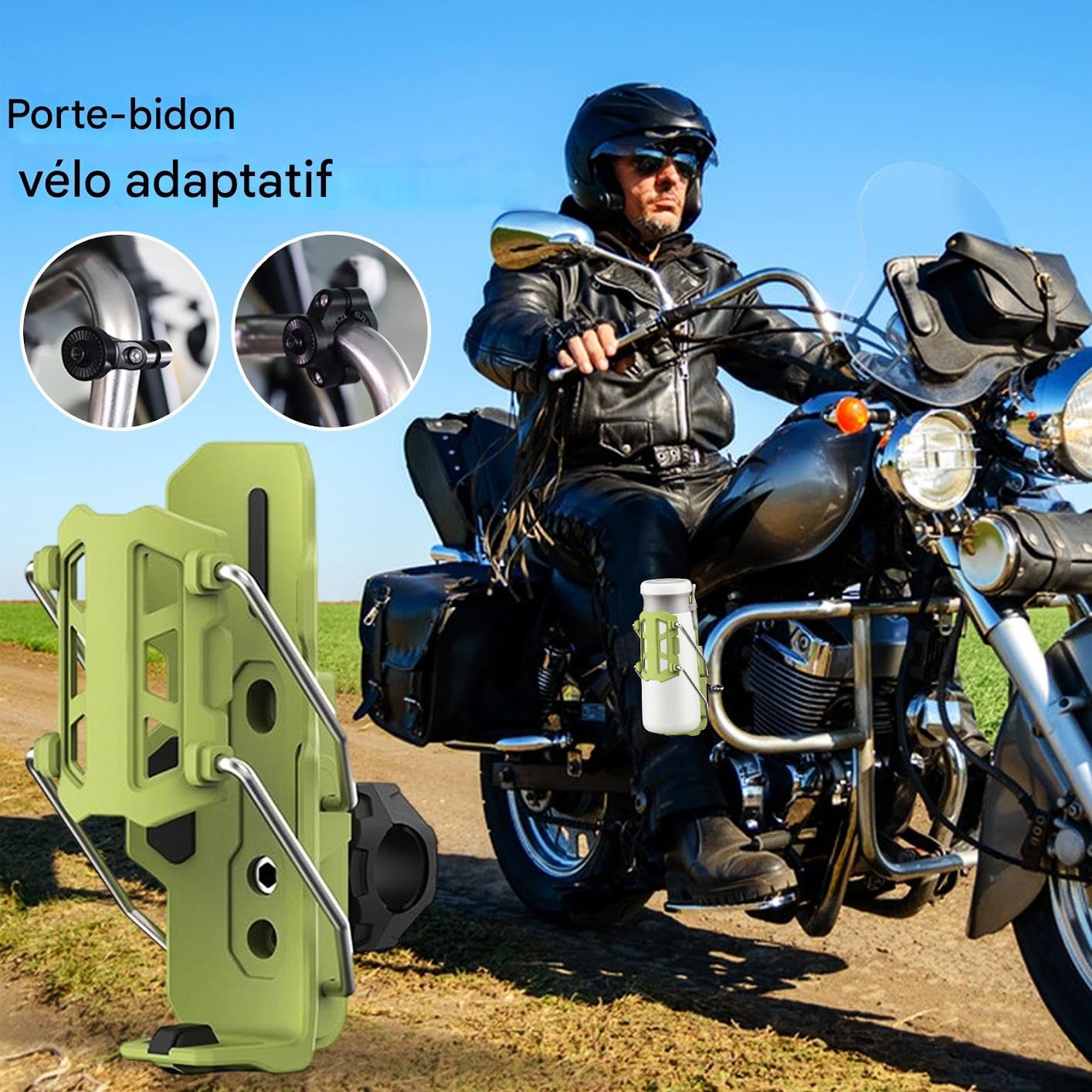 Uchwyt na bidon rowerowy - automatyczny uchwyt na napoje motocyklowe, regulowany obrotowy uchwyt na kubek o 360 stopni do kierownicy rowerowej i motocykla
