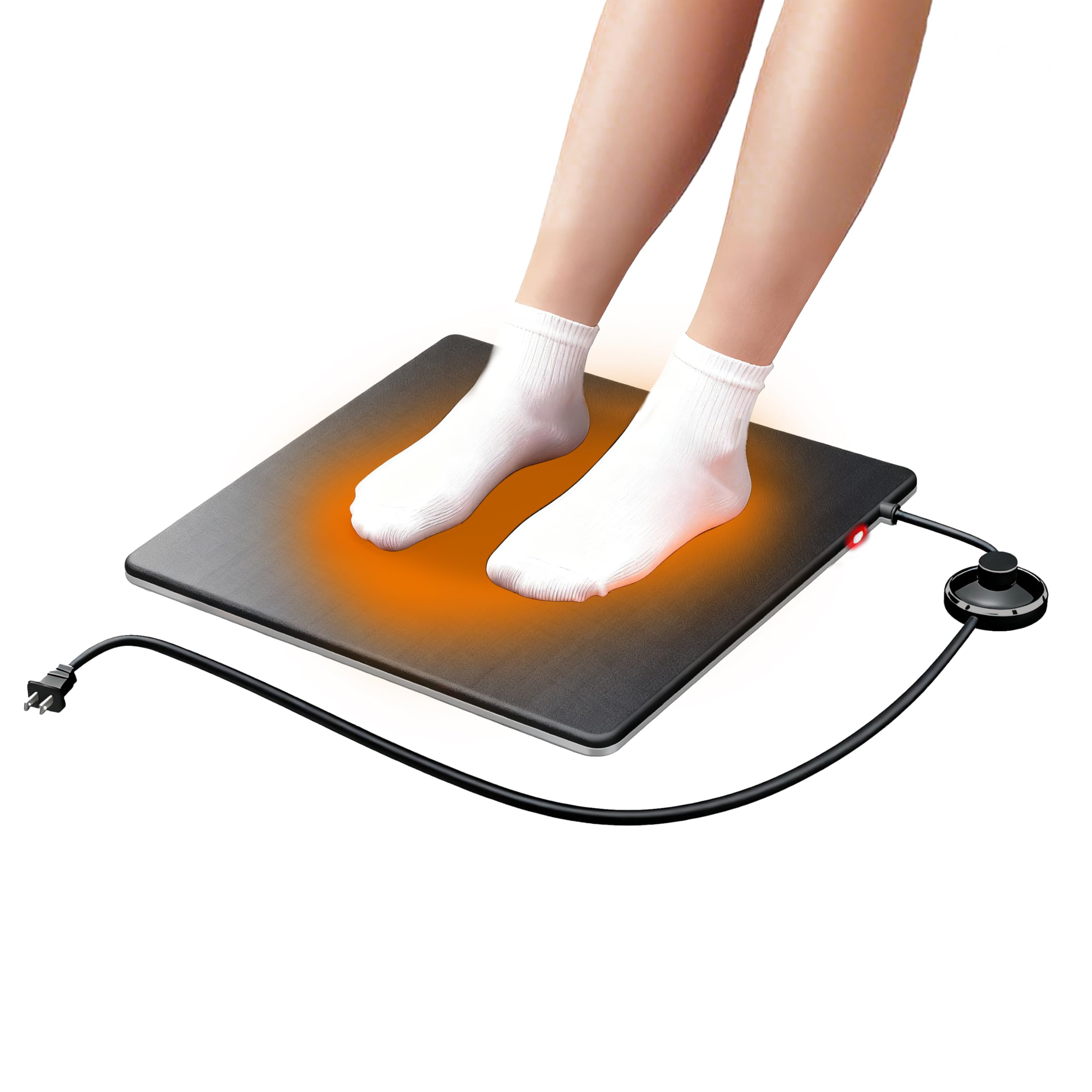 Under Desk Heated Foot Warmer Mat, 70W Hard-Shell Foot Heating Pad with Pedal On/Off Control, Dual-Side Warmth, Splashproof, Energy-Saving Heated Floor Mat for Office or Home-image-3