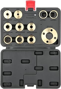 11Pcs Solid Brass Router Template Guide Set, CNC Precision Ground Template Bushing Kit with 8 Sizes5/16"-1", Lock Nuts & Porter Cable Adapter for Woodworking, Dovetail Jig, Hinge Routing