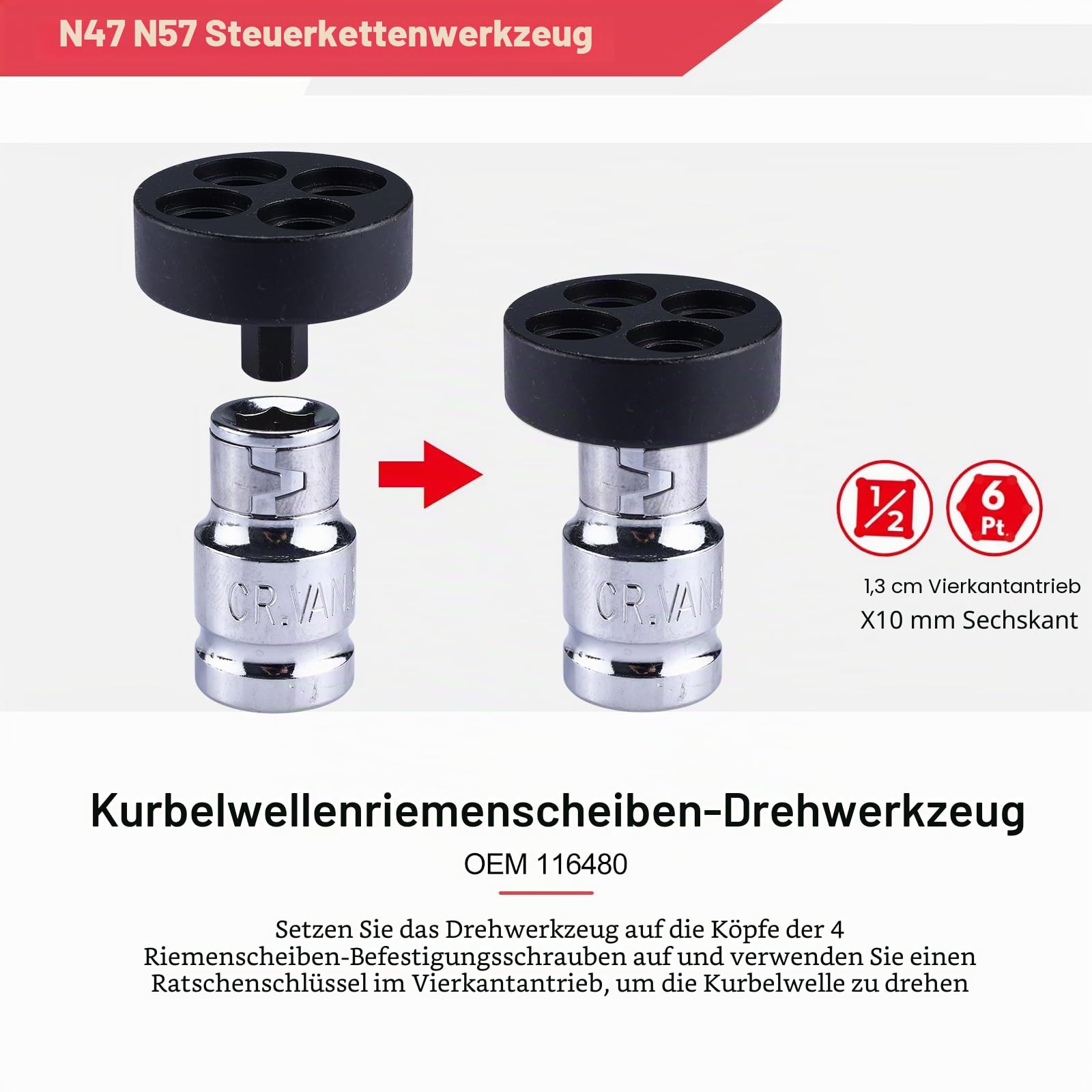 FreeTec 9tlg Steuerkette Werkzeug, Absteckwerkzeug Steuerkette Arretierwerkzeug Steuerkette, Motor Einstellwerkzeug Nockenwellen Kurbelwelle Werkzeug Set für BMW N47 N57