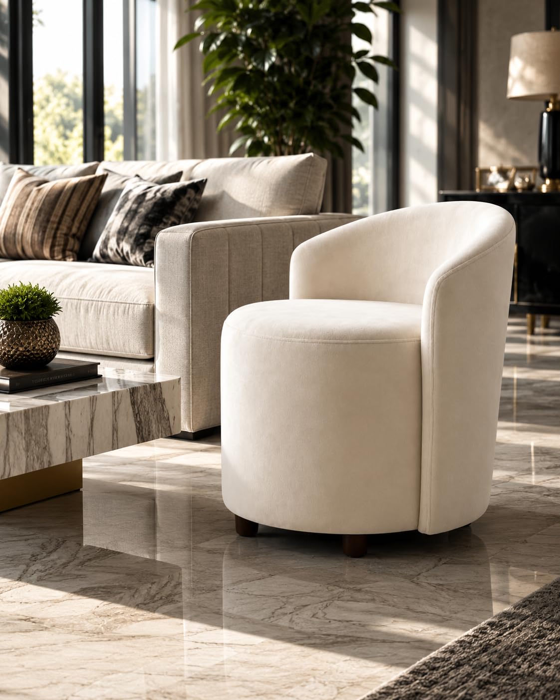 kundi wood seating mudda puffy stool chair ottoman and chair combined sofa type upholstered pouffe foot rest comfortable accent seat for living room bedroom dressing area office & home decor (beige)