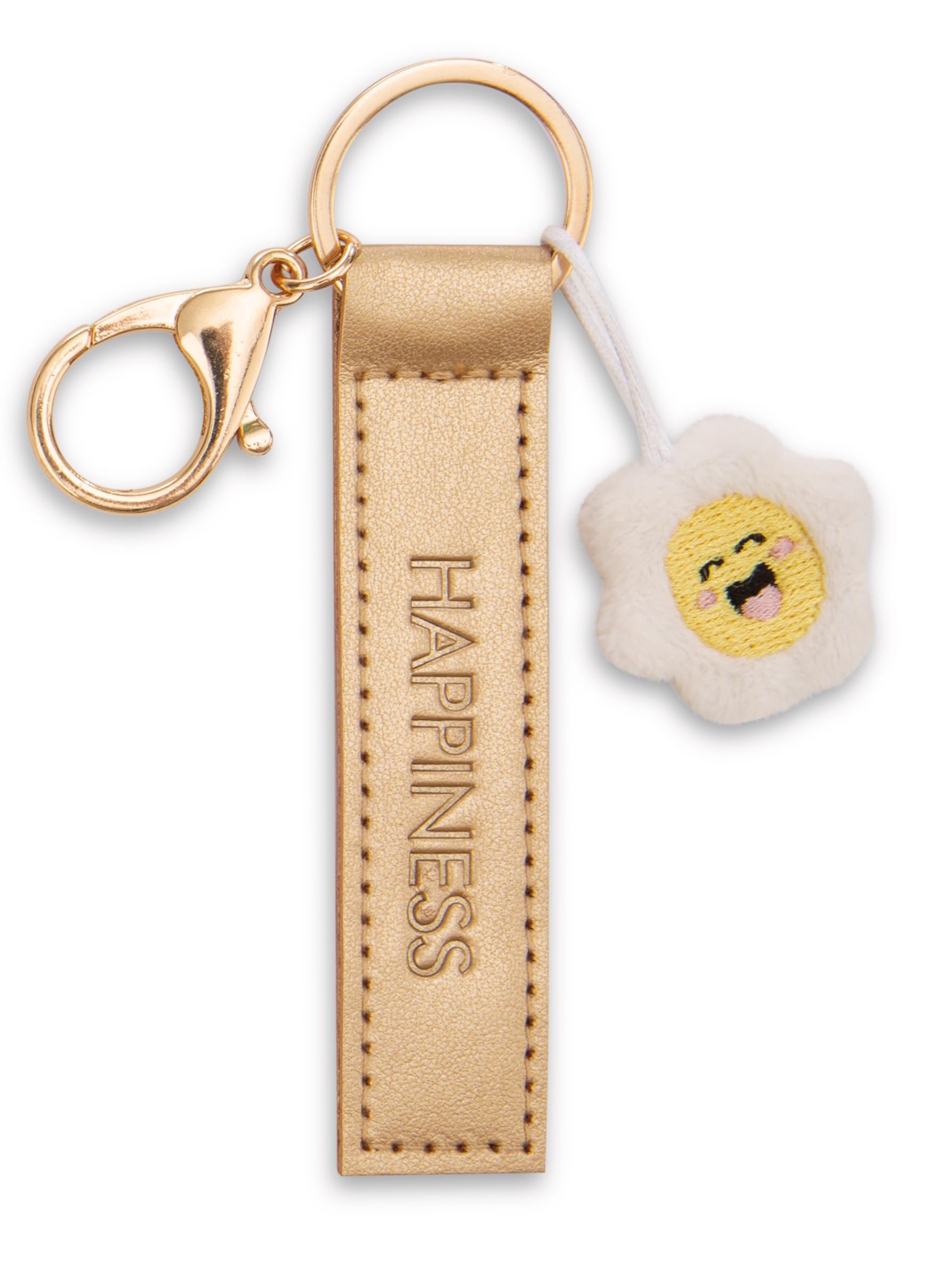 NICI Keyholder Happiness PU band 10cm with flower - gold - A loyal companion for backpacks or bags, keychain for key rings & key holders for all ages | 62008