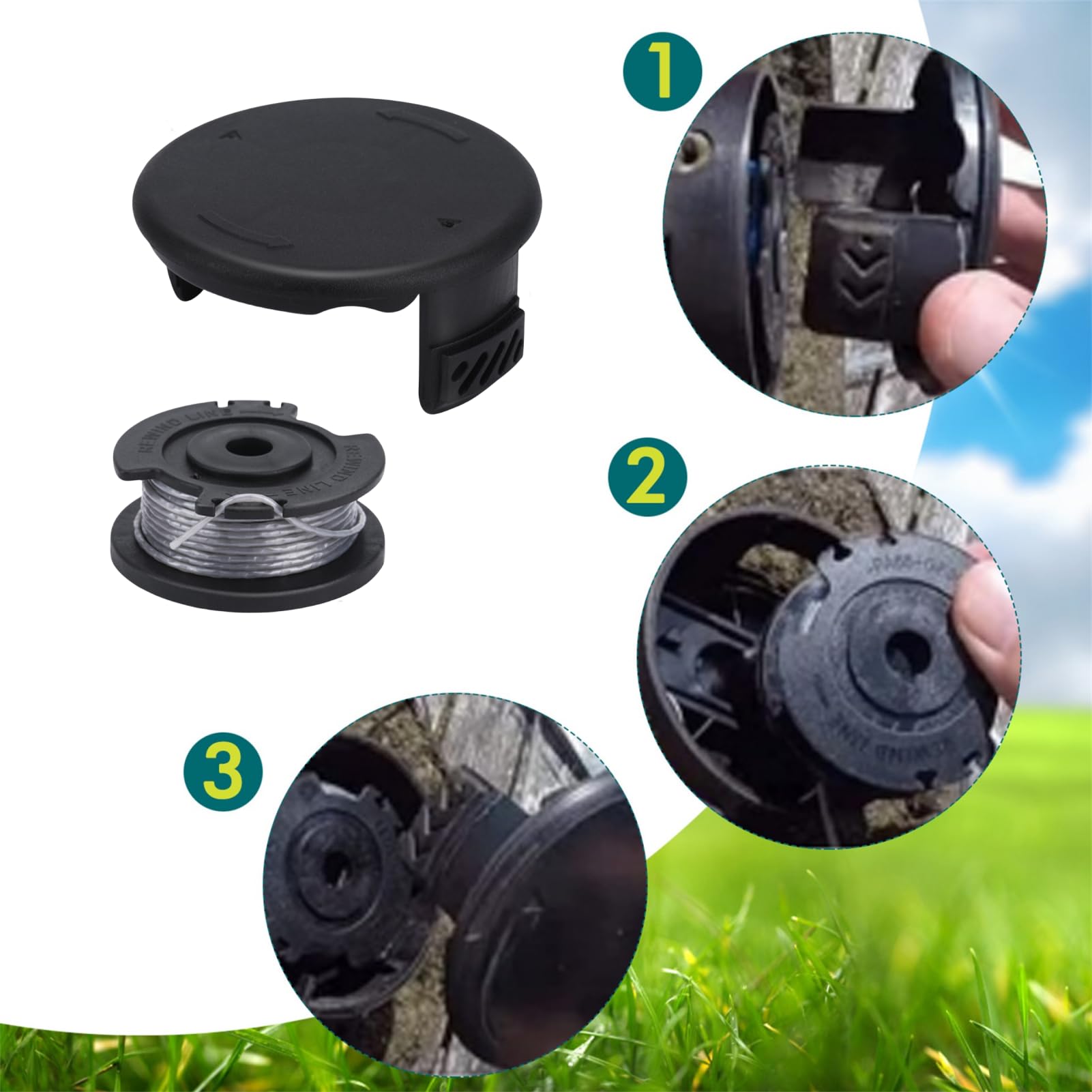 Bobinas De Repuesto Para Desbrozadora Bosch – Incluye Hilo De 1,6 Mm Y Tapa, Compatible Con Modelos ART 23, 26, 2300