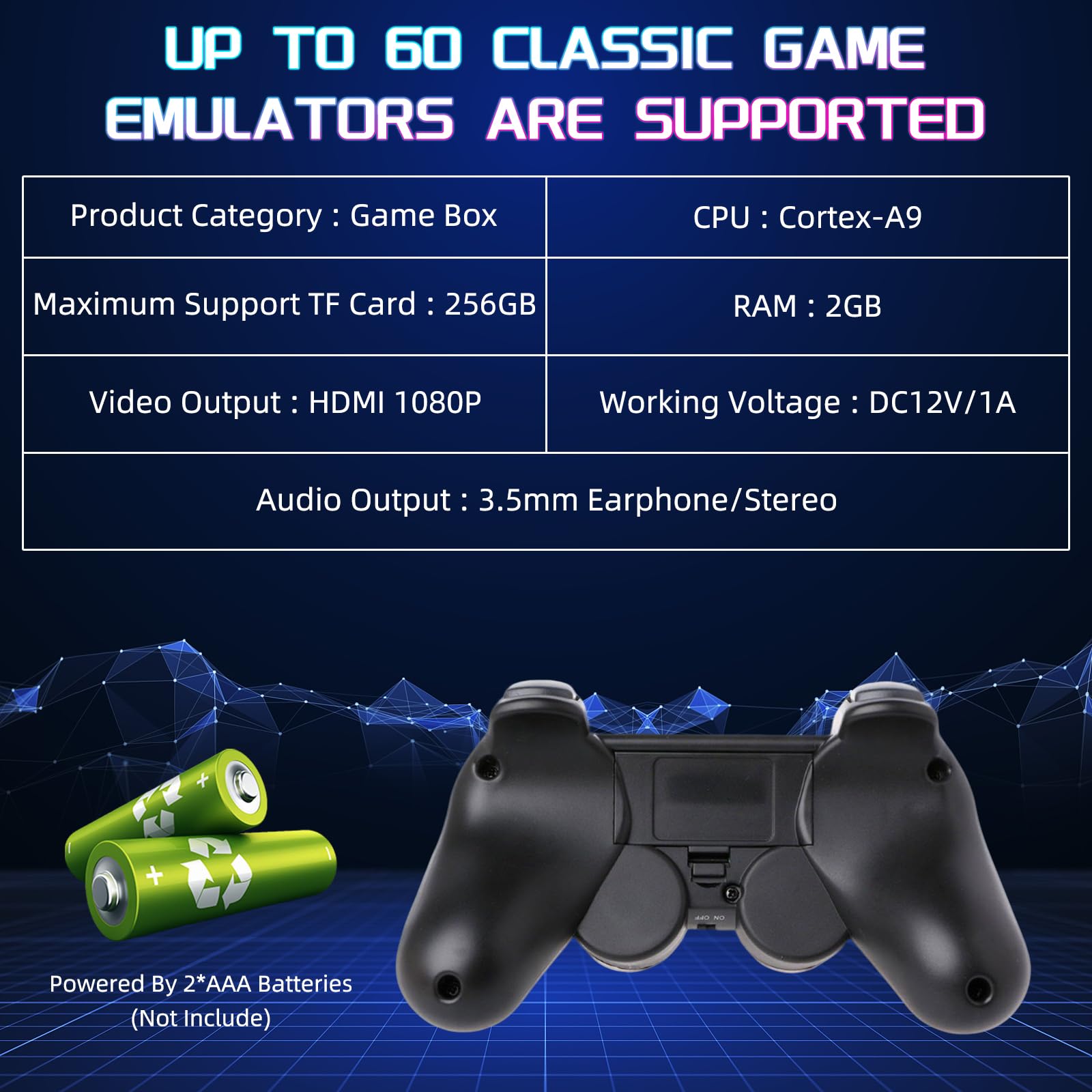 Temoo Retrowave G11 Pro Retro Spielekonsole für TV, 256GB 60000+ Spiele Retro Konsole Unterstützt 40+ Emulatoren, Spielekonsole für Fernseher mit Dual 2.4G Wireless Controllers