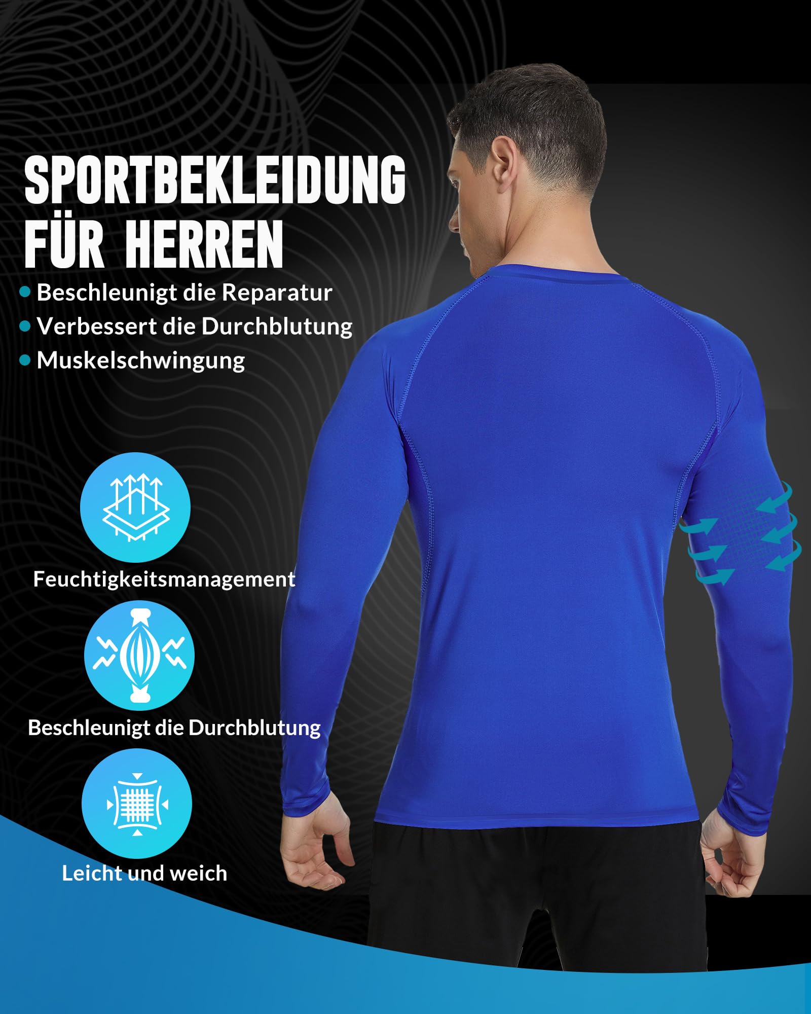 MEETYOO Maglia Compressione Maniche Lunghe Uomo Base Layer Traspirante Asciugatura Rapida assorbe umidità Palestra Corsa