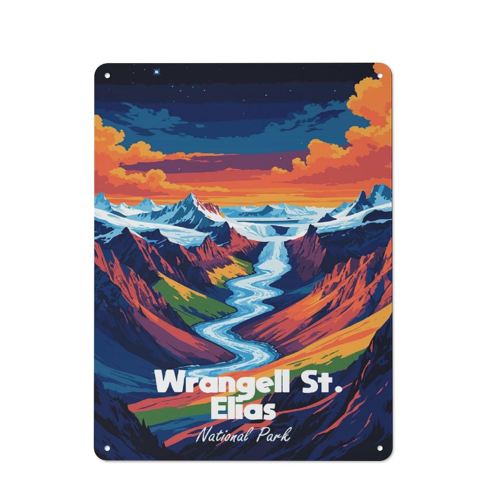 Junmoney Style Metal Sign 40X30cm With Wrangell St. Elias National Park Art For Hallway Wall, Retro Decor, Gift For Hallway Decor Lovers During The Christmas Season