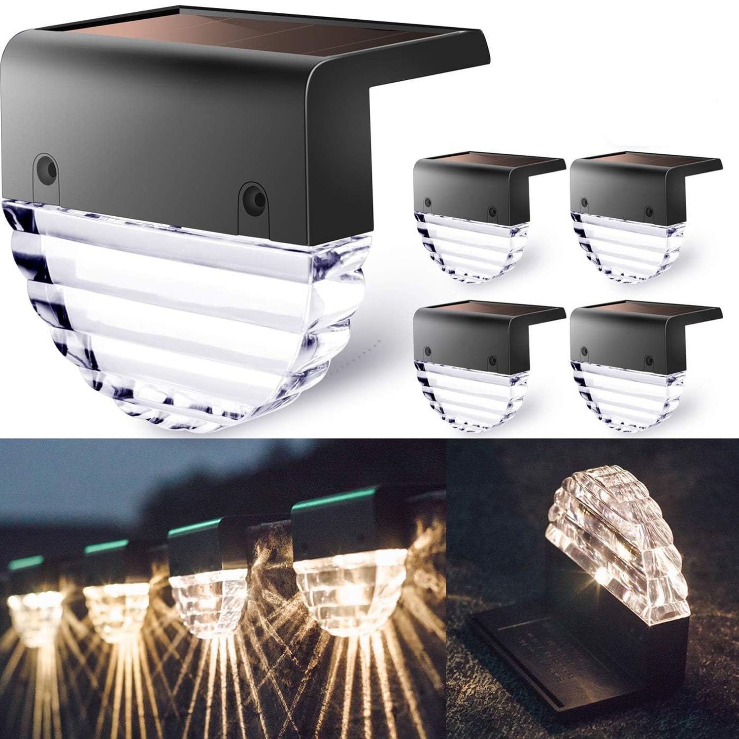 Taylor & Brown Solar Deck Lights, 4 Pack Waterproof LED Solar Outdoor Lights, Solar Step Lights, Solar Fence Lights, Solar Lights for Outside, Garden, Patio, Stairs, Yard, Warm White