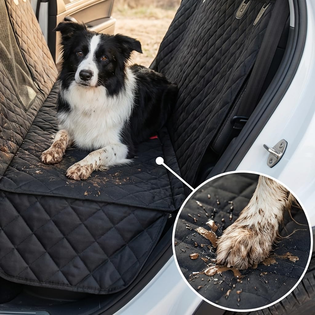 IWOTTO Funda Coche Perro | Protector Asiento Trasero y Maletero | Impermeable, Antideslizante y Ajustable | Pack Bebedero + Cinturón Seguridad | Fácil de Limpiar - 5