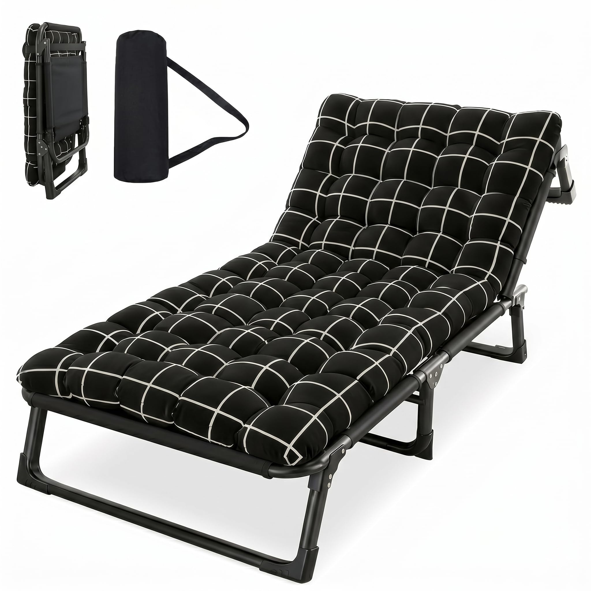 Lit de camp pliable réglable pour camping et couchage d'appoint