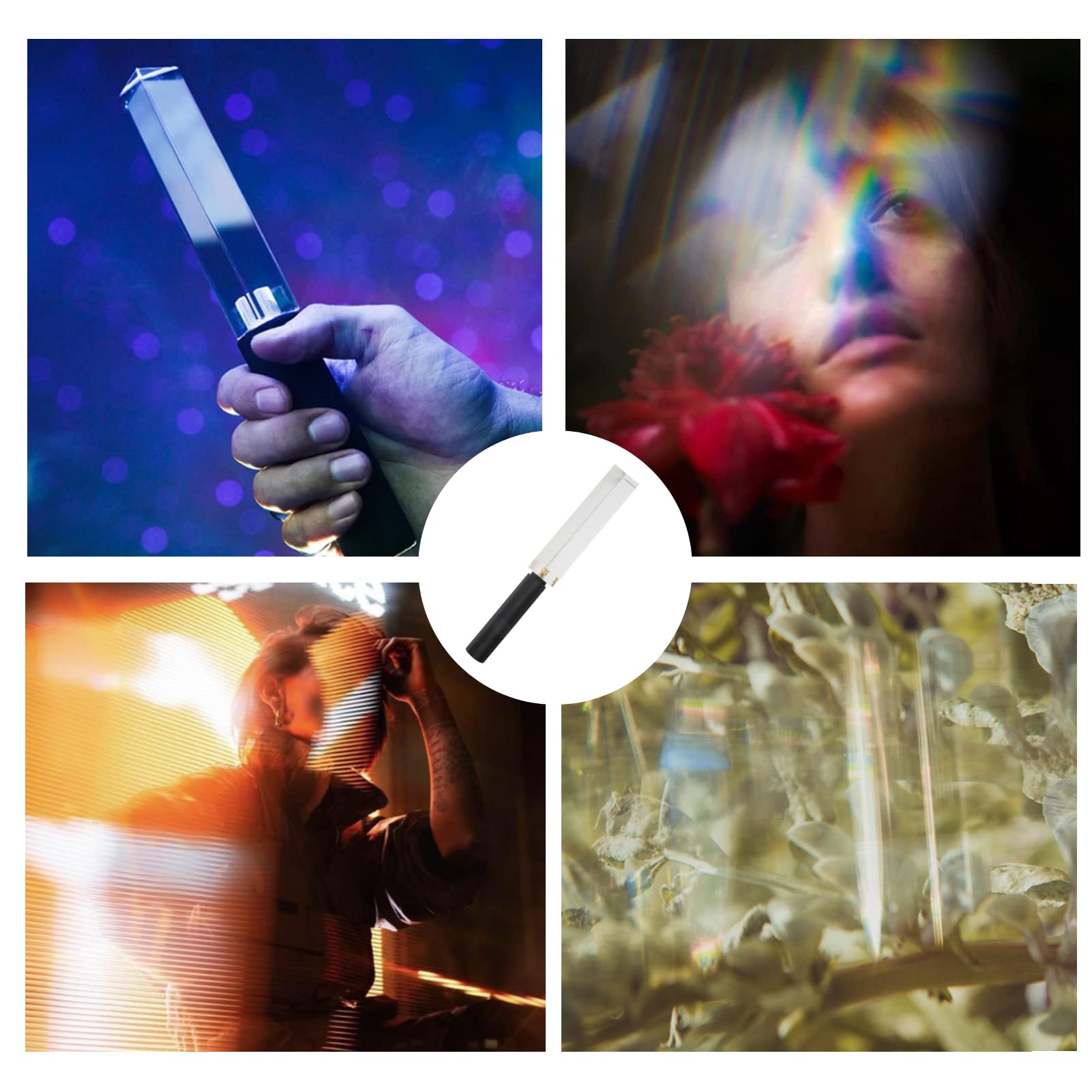 Prisma Triangolare in Vetro Ottico da 5 Pollici con Mini Impugnatura, Prisma Fotografico Colorato, Cubo Prisma Ottico, per Fisica dello Spettro Luminoso, Fotografia