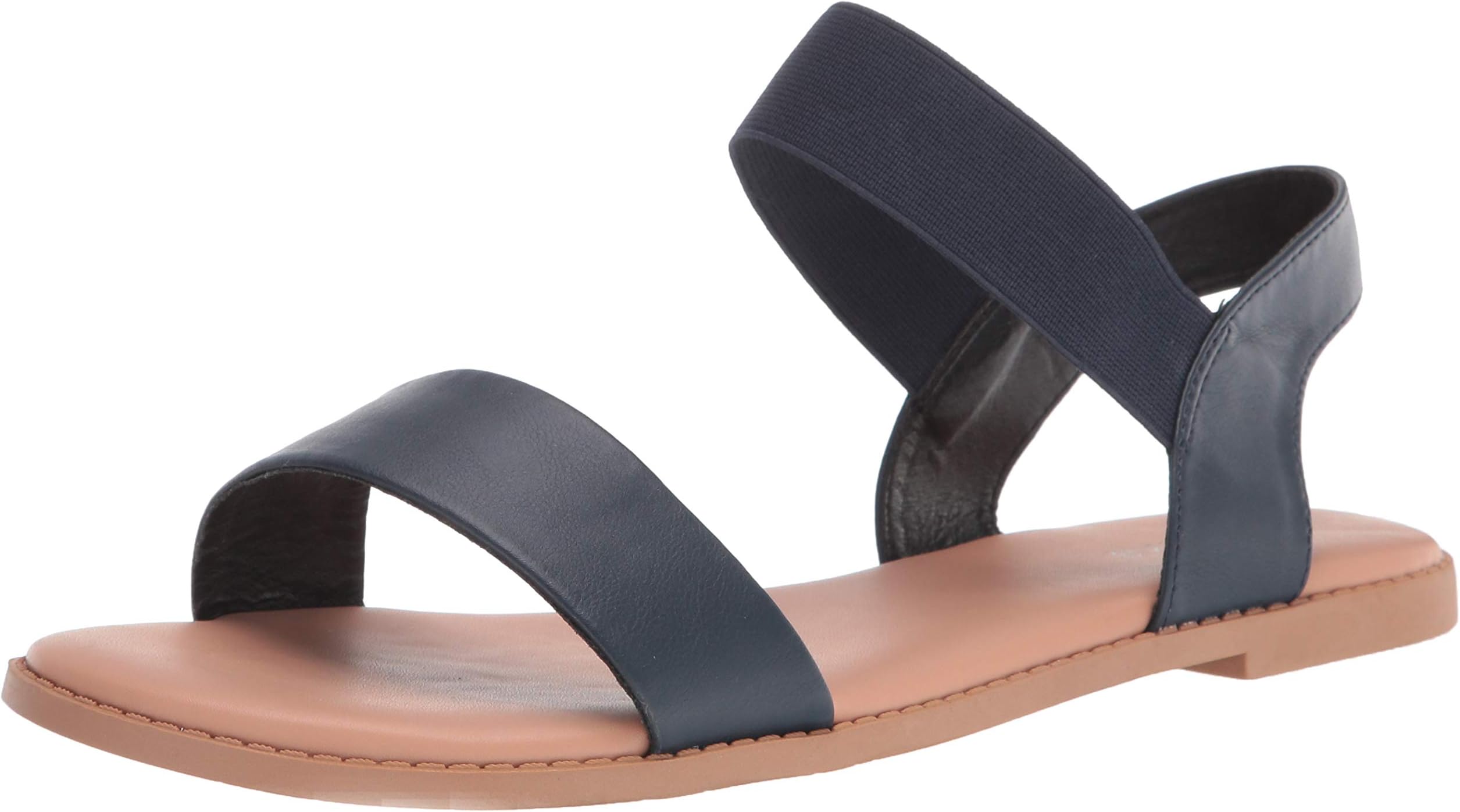 Women's Wide Width Flat Sandals - Classic One Band Elastic Strap Comfortable Summer Shoes.(181118,Blue,7)