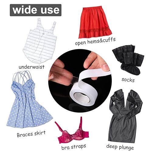 Miniatura 6 de Cinta corporal de doble cara de 16 pies cinta de belleza tela transparente cinta de doble cara para ropa vestido boda graduación lencería 8 rollos