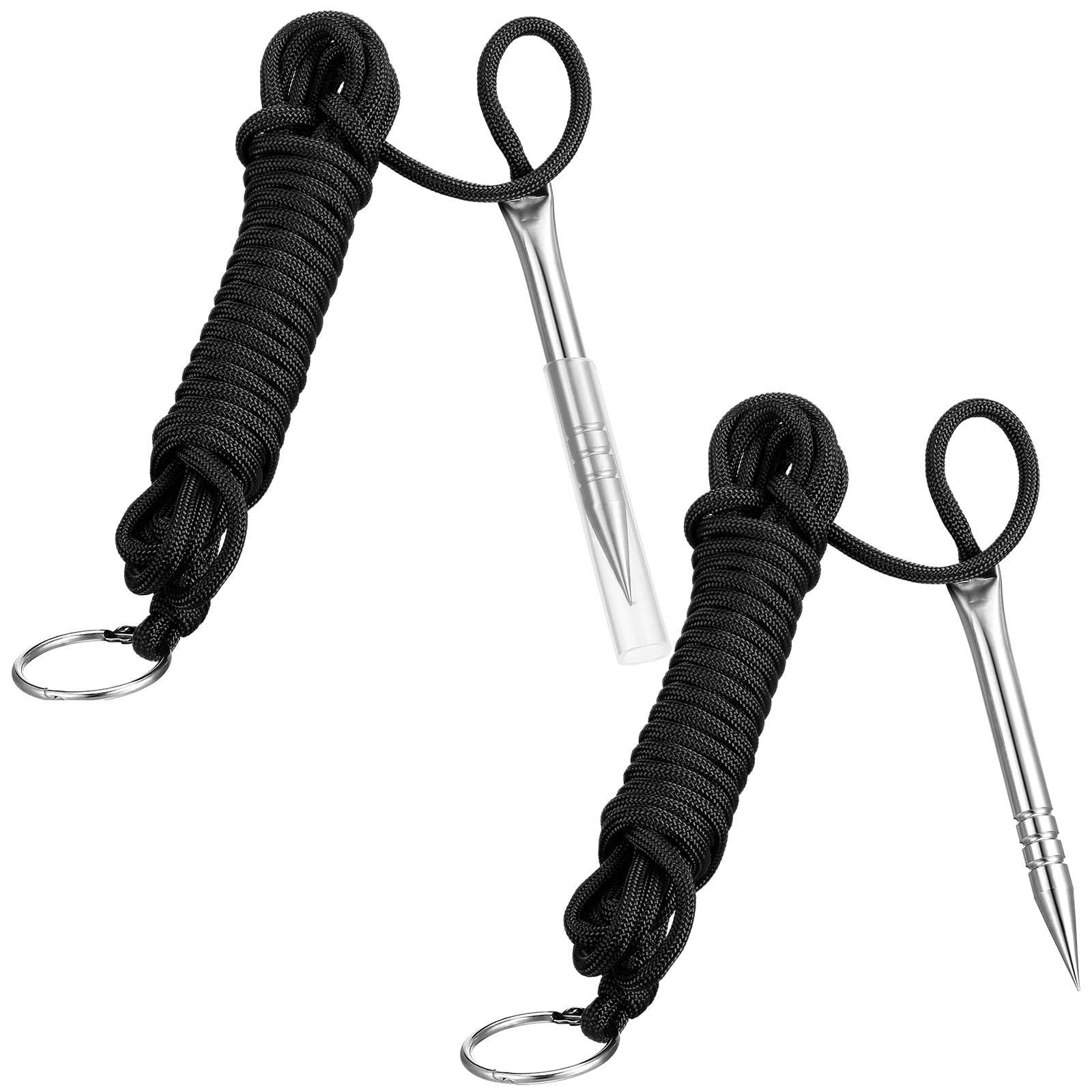 Soulchen 2 Pcs 10 ft 550lb Paracord Fishing Stringer Fish Holder with 1 Inch Split Ring