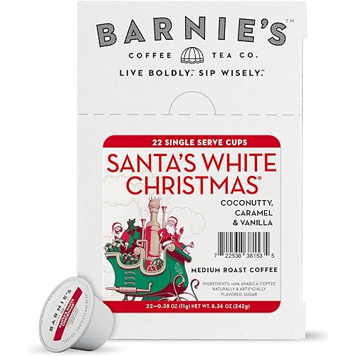 Barnie's Coffee & Tea Co. - Santa's White Christmas K-Cups, Coconut Caramel & Vanilla - Medium Roast (22 Count)