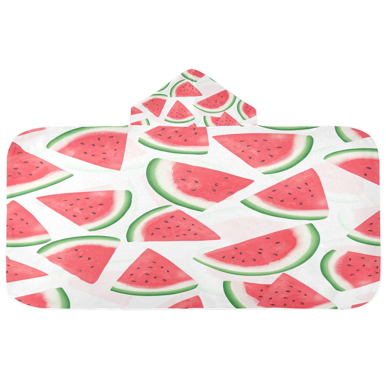 Nesatuwa Hooded Towel for Kids,Watermelon Slices White Kids Beach Bath Towels Soft Absorbent Quick Dry Poncho Towel for Girls Boys