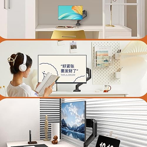 Miniatura 7 de Soporte de escritorio de brazo de monitor único para monitor de pantalla de 17-32 pulgadas, abrazadera de brazo de altura ajustable, rotación de 360