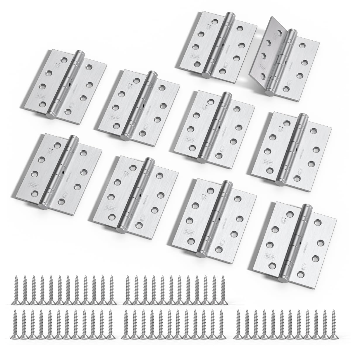 Bwintech 5 works 100 x 75 x 2.7mm (4 inch) Satin Chrome Brushed Steel Hinge for Fire Door Ball Bearing Hinge for Internal Use in Residential and Commercial Buildings