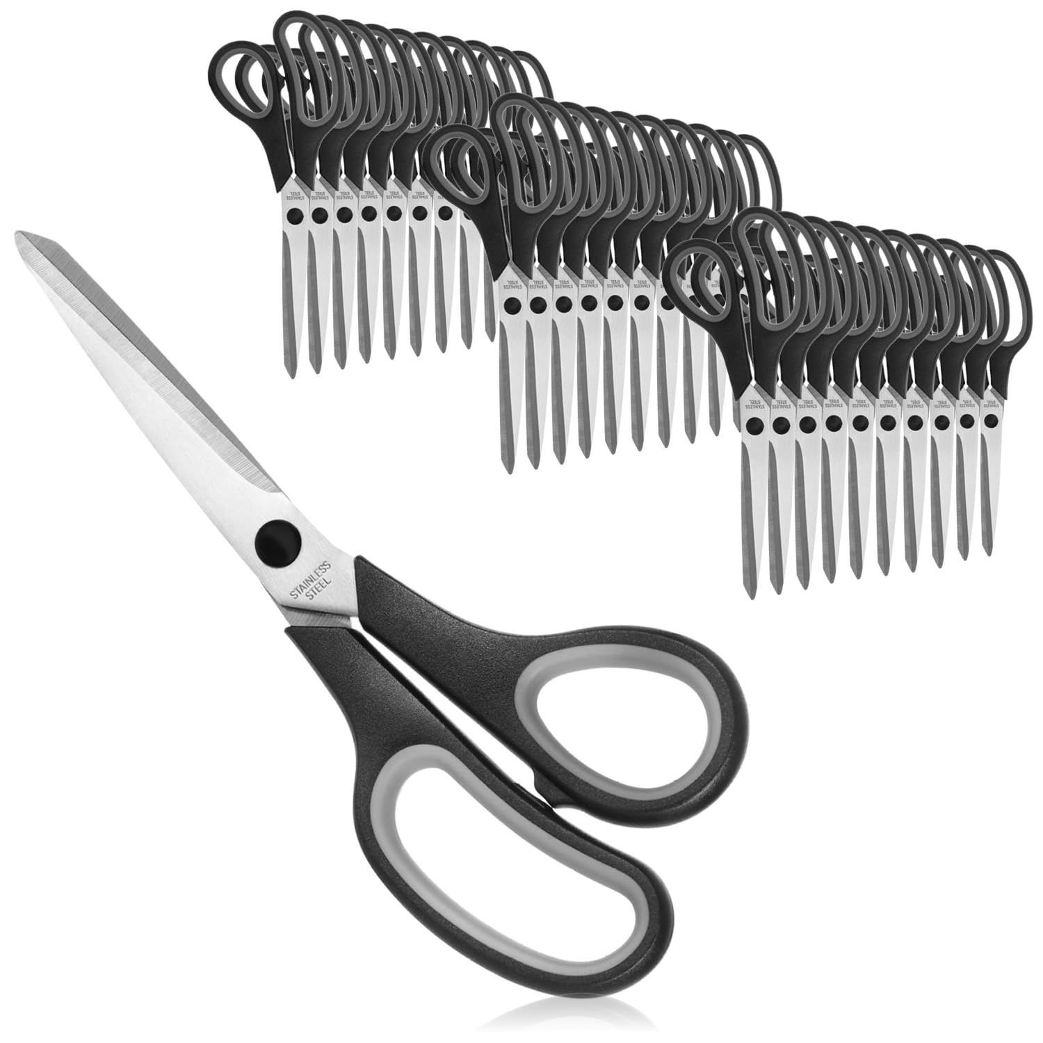 com-four® 30x Schere - große Küchenschere mit Komfortgriff - Bastelschere aus rostfreiem Edelstahl - Haushaltschere für Papier, Karton und Stoff - Schneiderschere - Allzweckschere (30x - M)