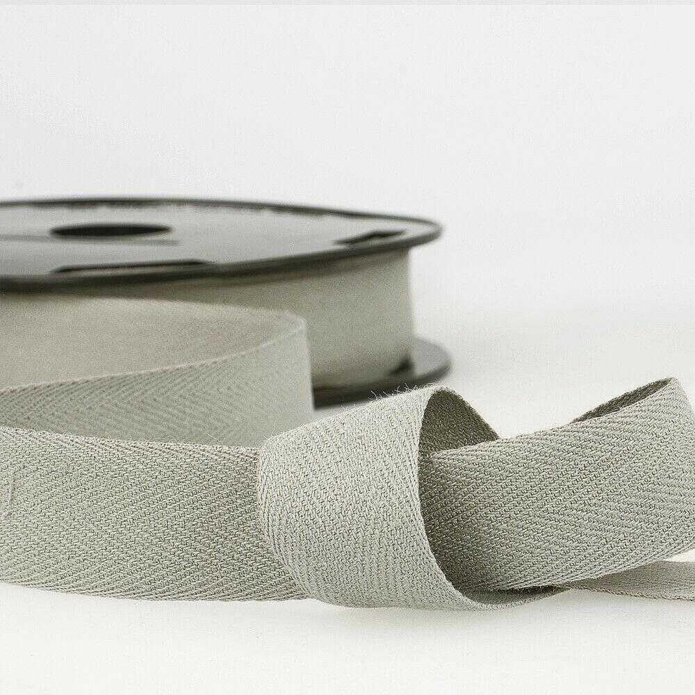 30mm Pure Cotton Herringbone Twill Tape Binding 37 Colours 1 2 4 8+ Metres 304D, 031 Light Silver Grey, 4 Metres