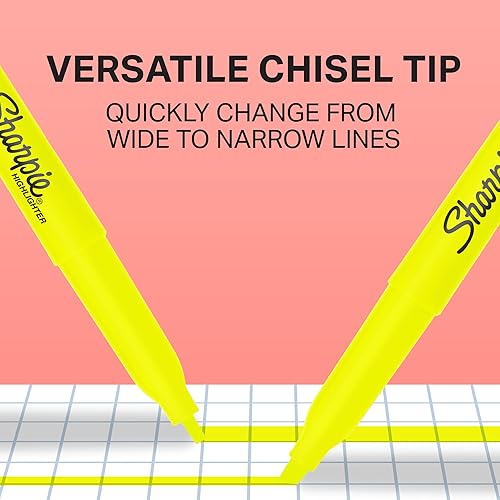 Miniatura 4 de Sharpie Resaltadores estilo bolsillo, punta de cincel estrecha, amarillo fluorescente, 8 unidades