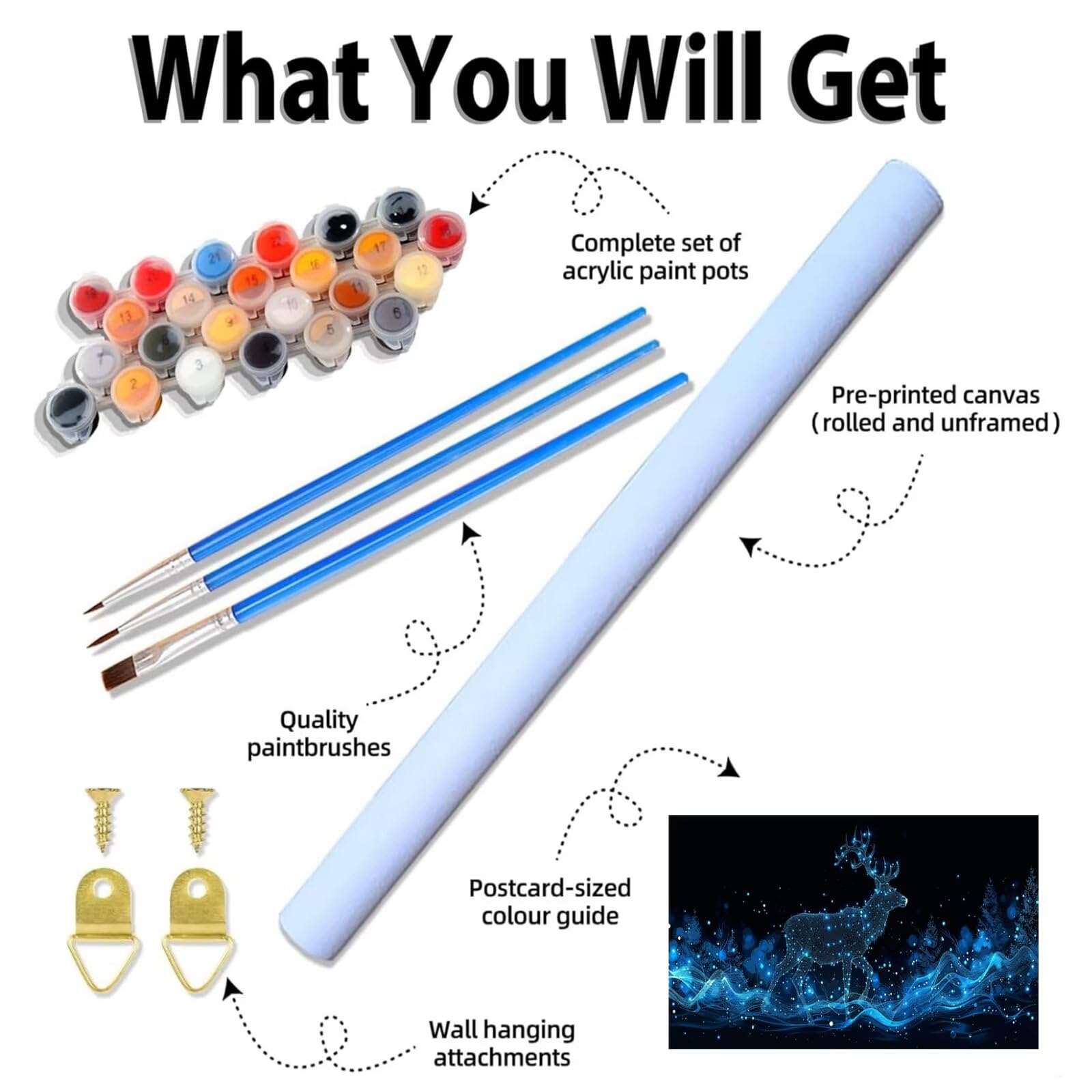 Peinture Numero Adulte Cerf Peinture Par NuméRos Grand Format Animal Loisirs CréAtifs Adultes Enfant DIY NuméRo D'Art Complet Kit DéButants ,Cadeau GarçOns Filles 3+ Ans, Sans Cadre 60x120cm M-725