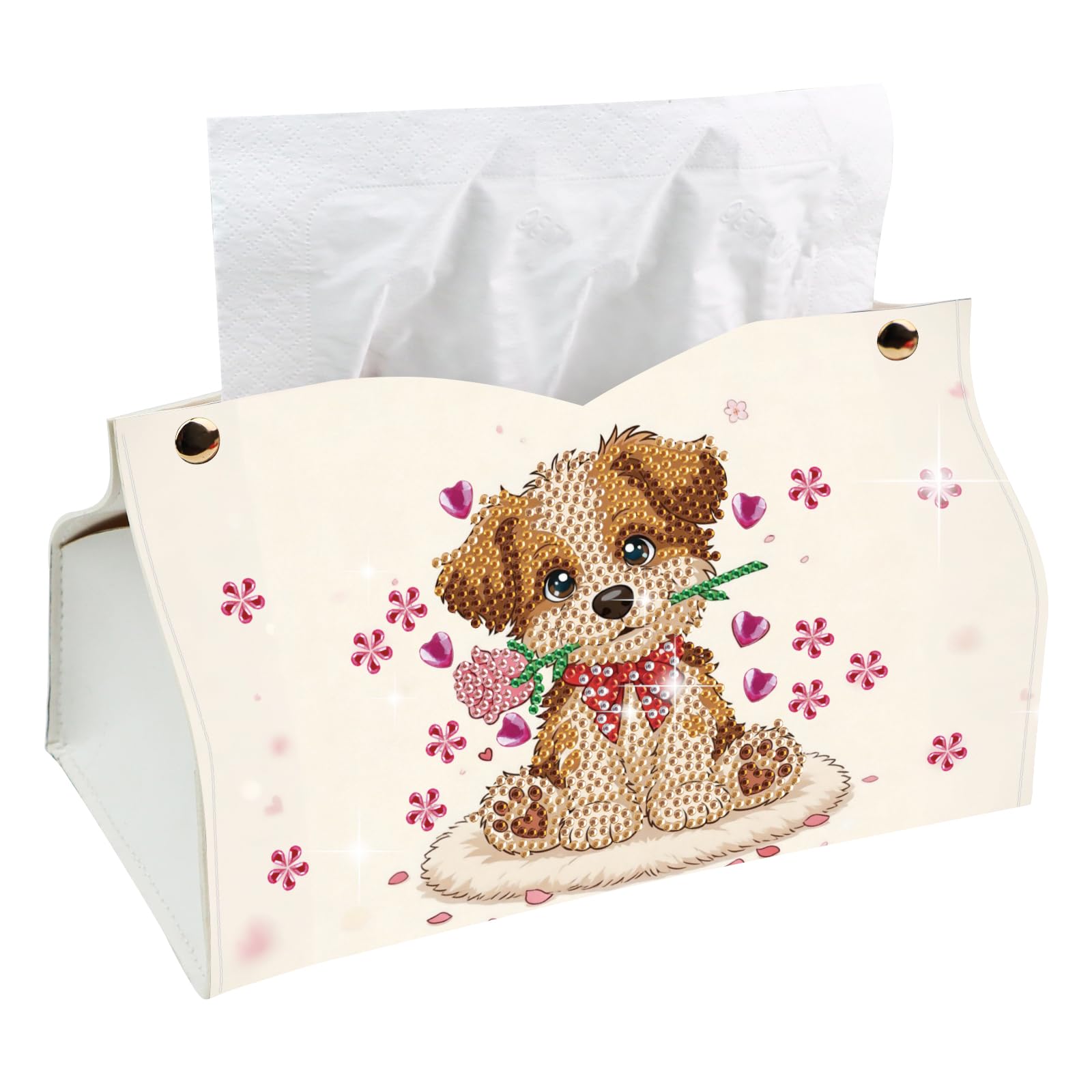 PoetryDraw DIY Diamond Art Tissue Box PU Napkin Holder 25x15.5x14cm