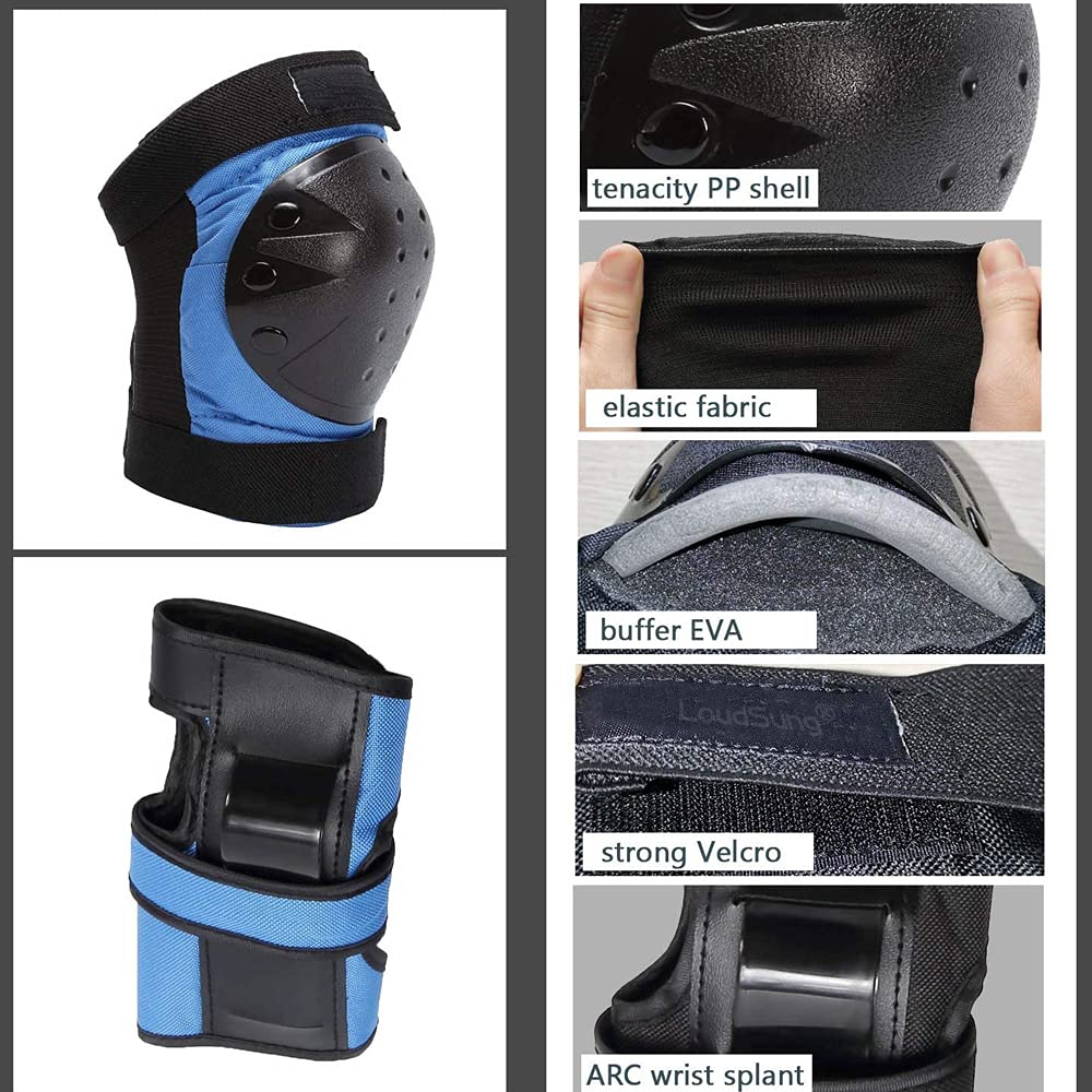 LoudSung Équipement de protection Genouillères, Coudières, Protège-poignets pour enfants, adolescents et adultes, Cyclisme, Skateboard Inline Skate Scooter
