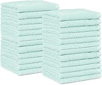 Amazon Basics 100% Cotton Washcloths - Extra Absorbent, Fast Drying Face Towels, 24 Pack Ice Blue 12x12 Inch