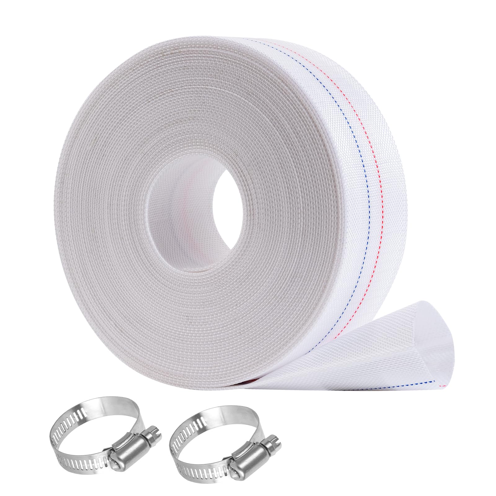 Eastrans Manguera de retrolavado de piscina de 3 x 250 pies, manguera plana de descarga resistente para piscina, mangueras de drenaje con abrazadera, 10 bar