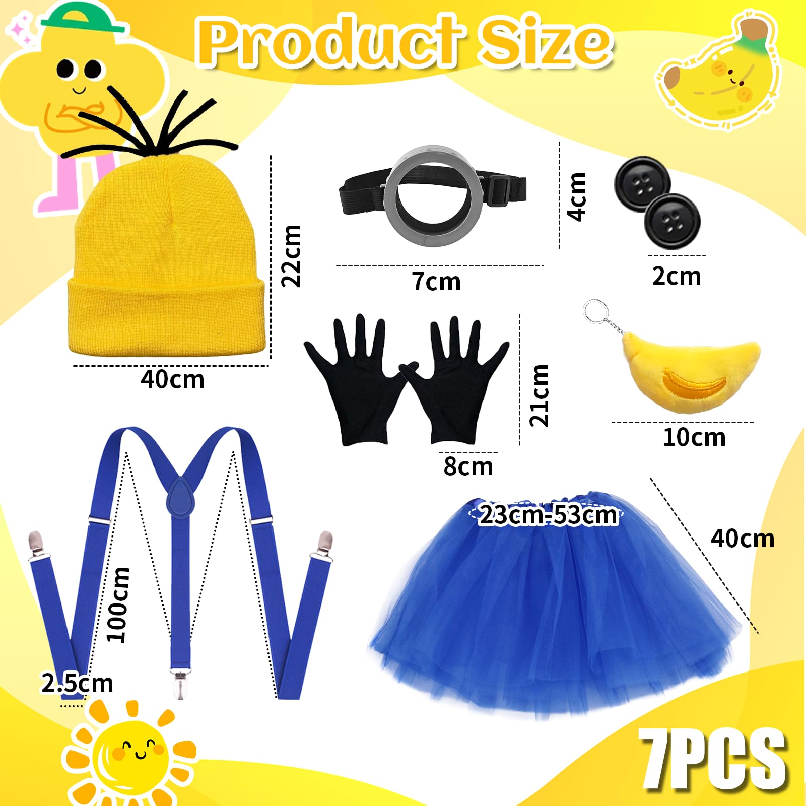 YAEGIMHT Yellow Costume Accessory Set, World Book Day Carnival Cosplay Costume, Include Hat, Goggles, Suspenders, Gloves - Image 2