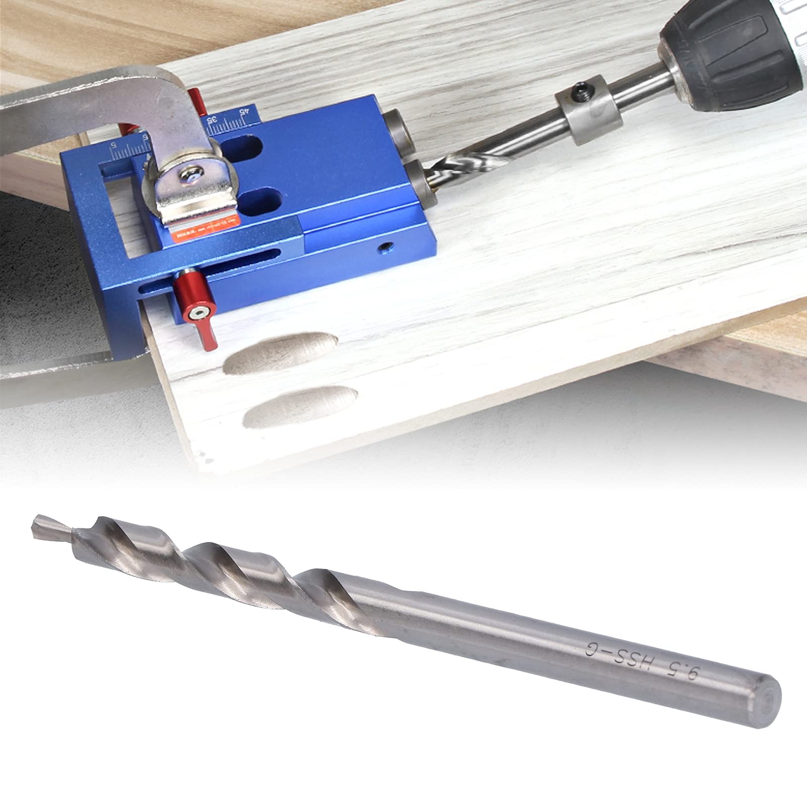 High Speed Steel Spiral Drill Bit Straight Shank Step Oblique Hole Positioning Bit with Wrench Woodworking Tool