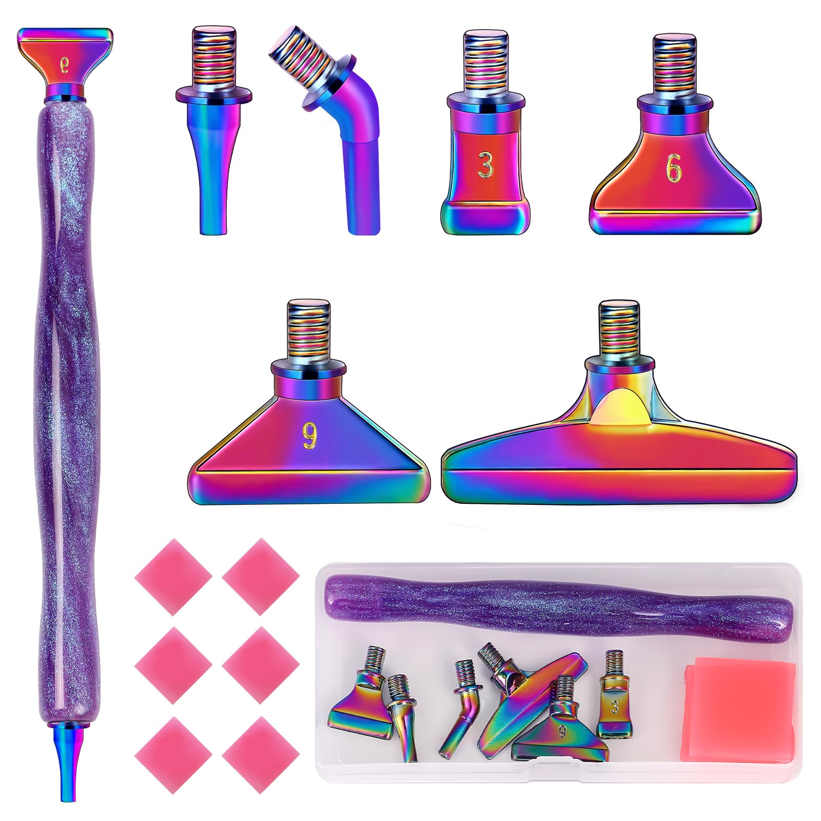 papasgix 14Pcs DIAMOND PAINTING Pens Kits, Glitter Diamond Art Metal Drill Pen Tips with Multi Replacement Pen Heads