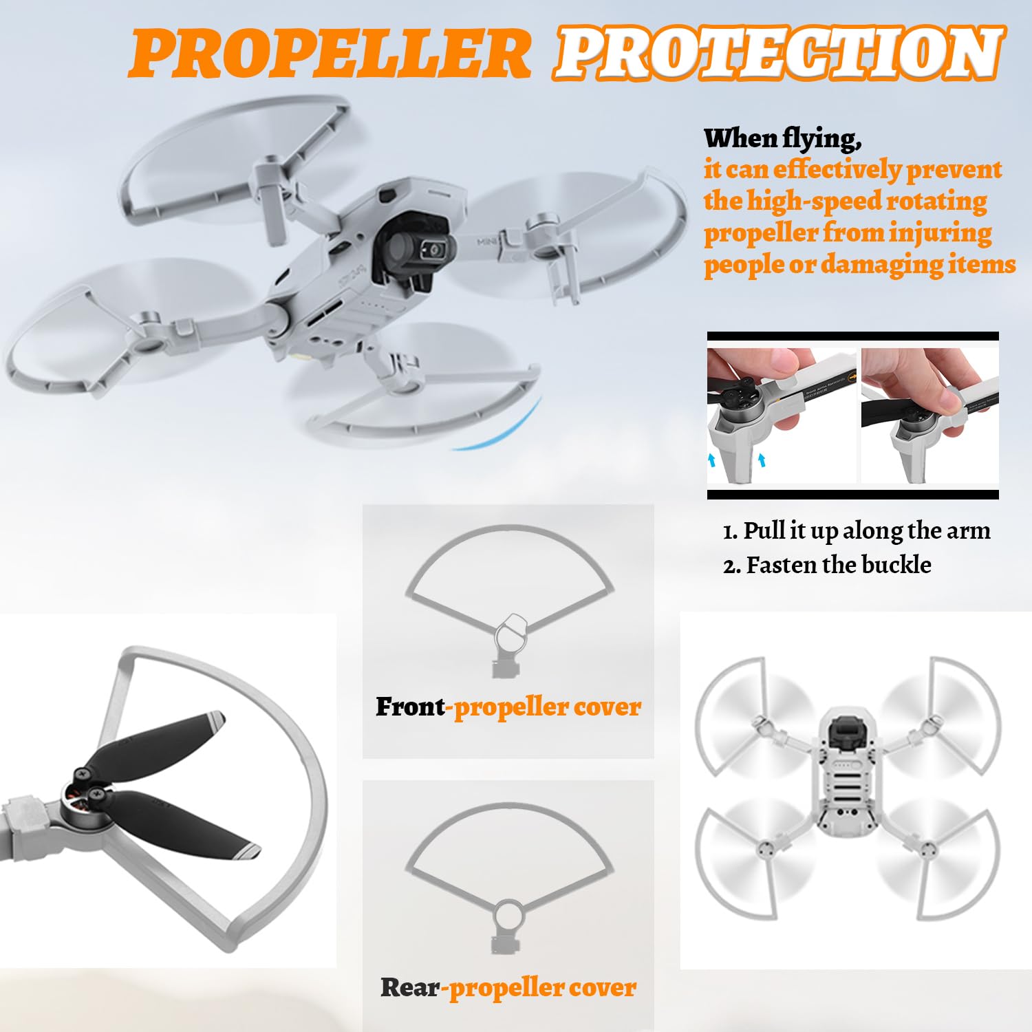 Kit De Accesorios Para DJI Mini 2 / SE / 2 SE / 4K – 8 Hélices De Bajo Ruido, 4 Anillos Anticolisión, Soporte De Hélices, Patas Extendidas Y Tapa De Cardán