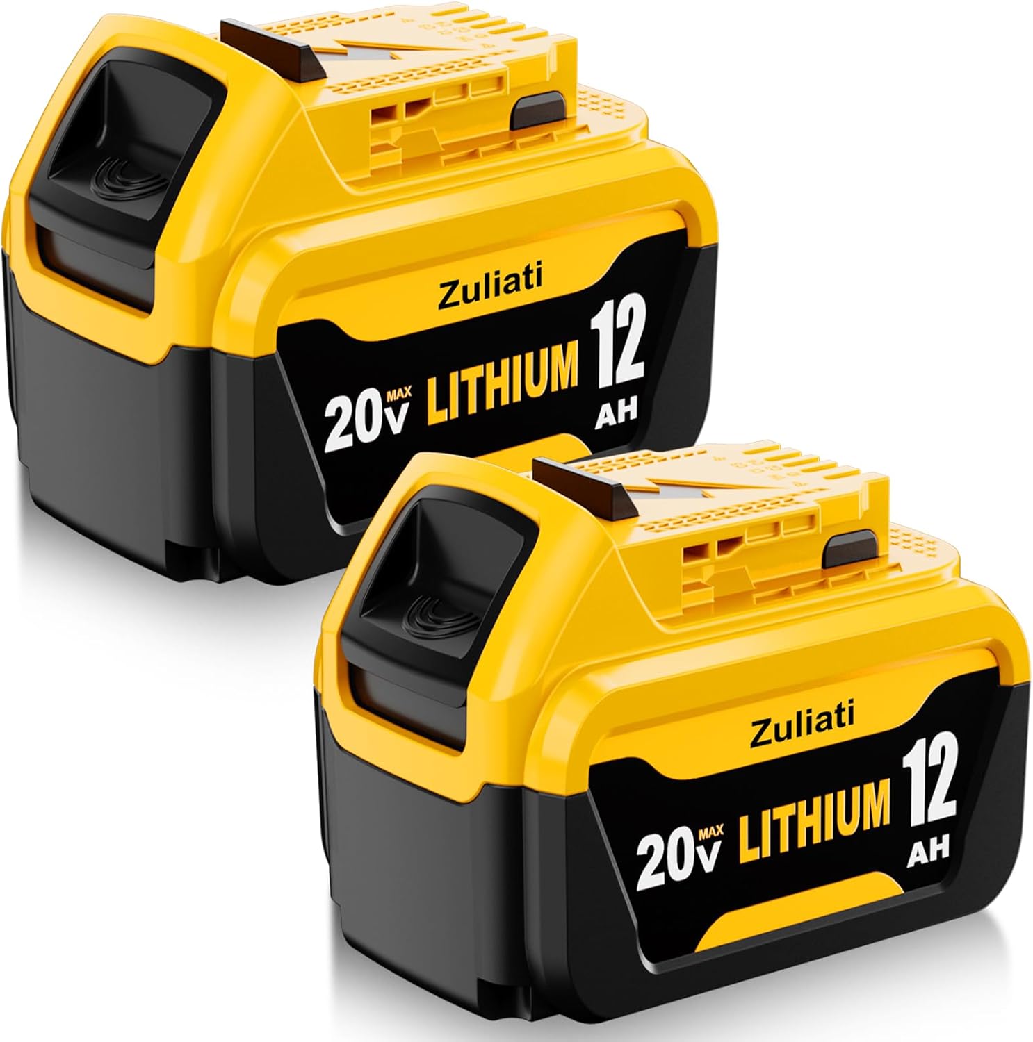 12.0Ah DCB206 Replacement for Dewalt 20V Max Battery, Compatible with Dewalt 20 Volt Drill, Cordless Drill, Impact Driver, Blower(Multi-2pc)