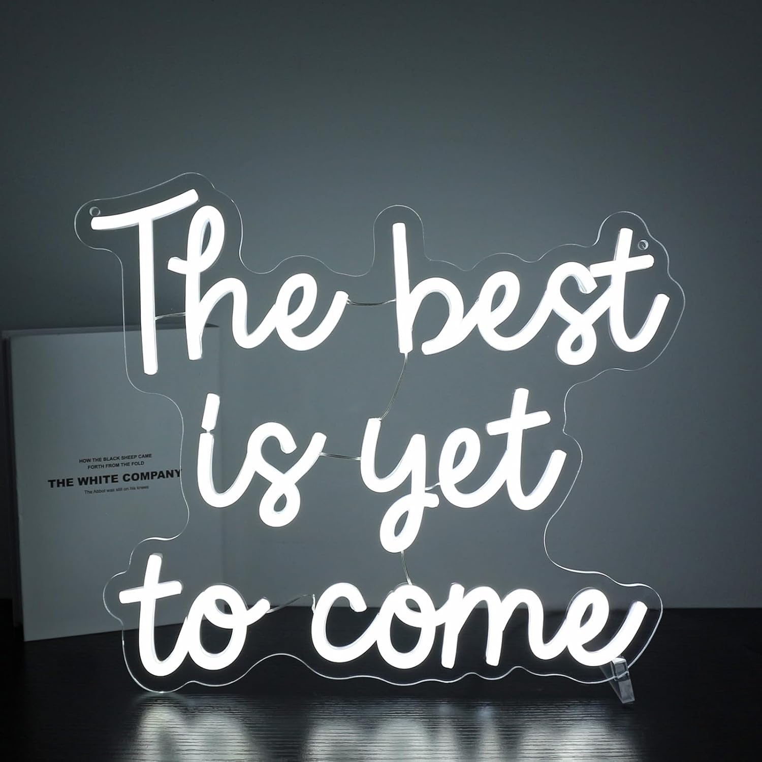 Neon Sign, HSJNJKFU The Best is Yet to Come Neon Signs for Wall Decor White Led Light Sign for Man Cave Room Home Party Birthday Wall Decor - USB Powered