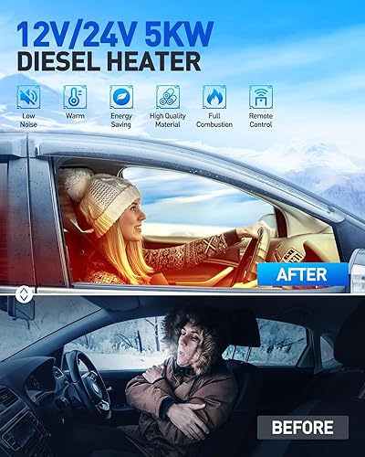 Miniatura 5 de KAC Calentador de aire diésel de 12V 5KW todo en uno, calentador de estacionamiento de calefacción rápida con interruptor LCD para camión, barco,
