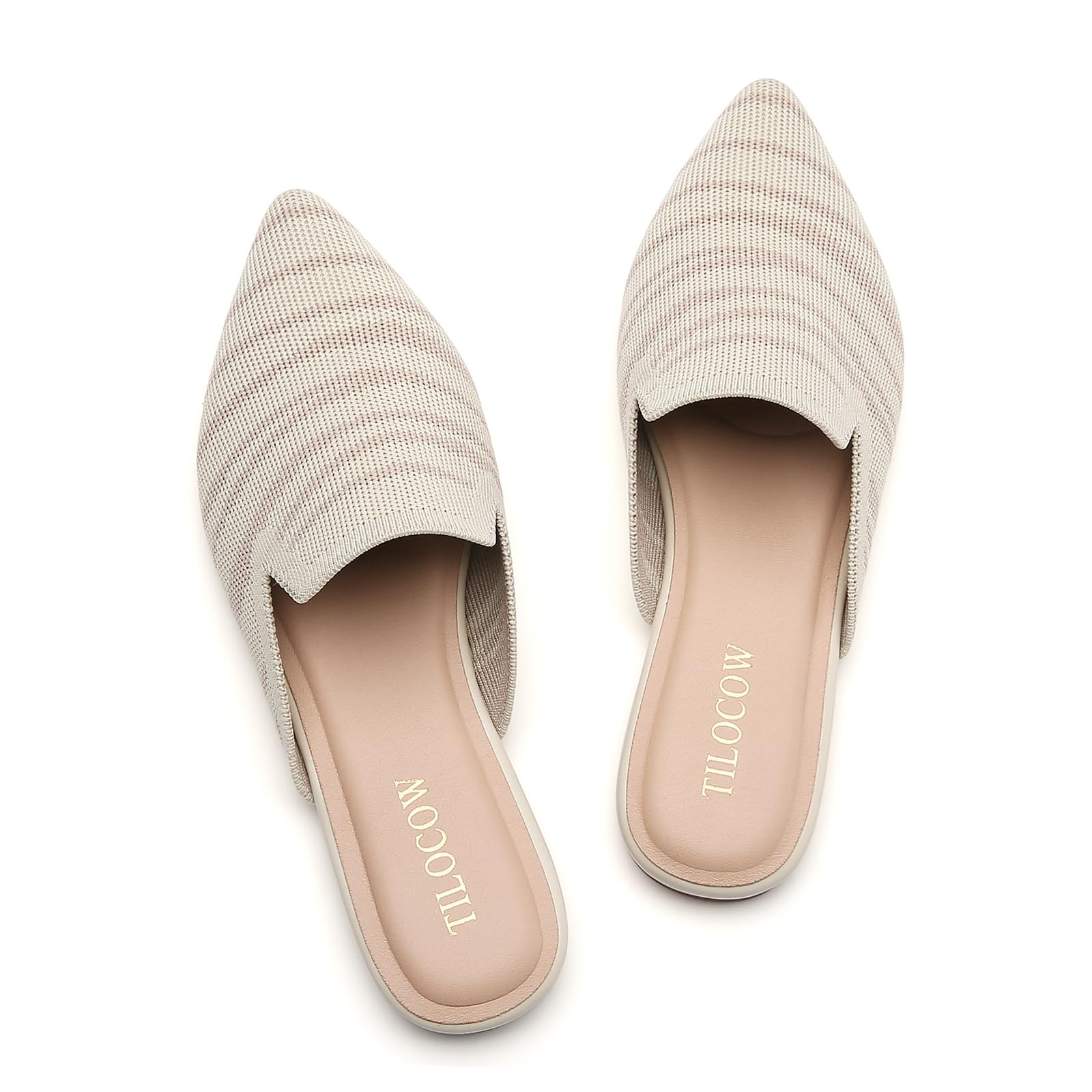 Tilocow Knit Mules Office Slip on Loafers Business Casual Flats for Women
