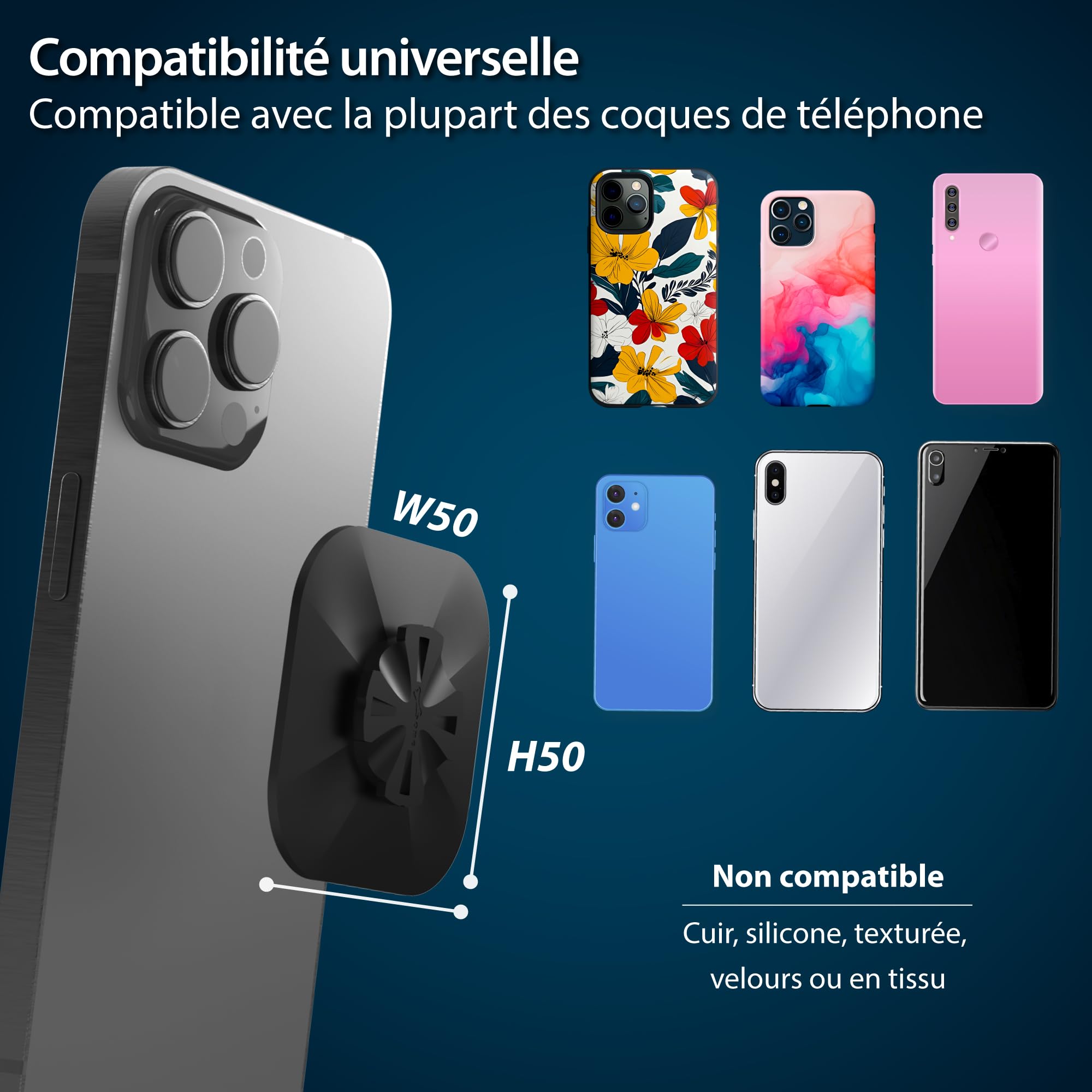 Bone Bike Tie Connect Kit 3 - Sticker, Support téléphone vélo magnétique Universel pour Potence, Rotation 360°, libération Rapide, Verrouillage sécurisé, Antichoc, Compatible Smartphones 4,7"–7,2"
