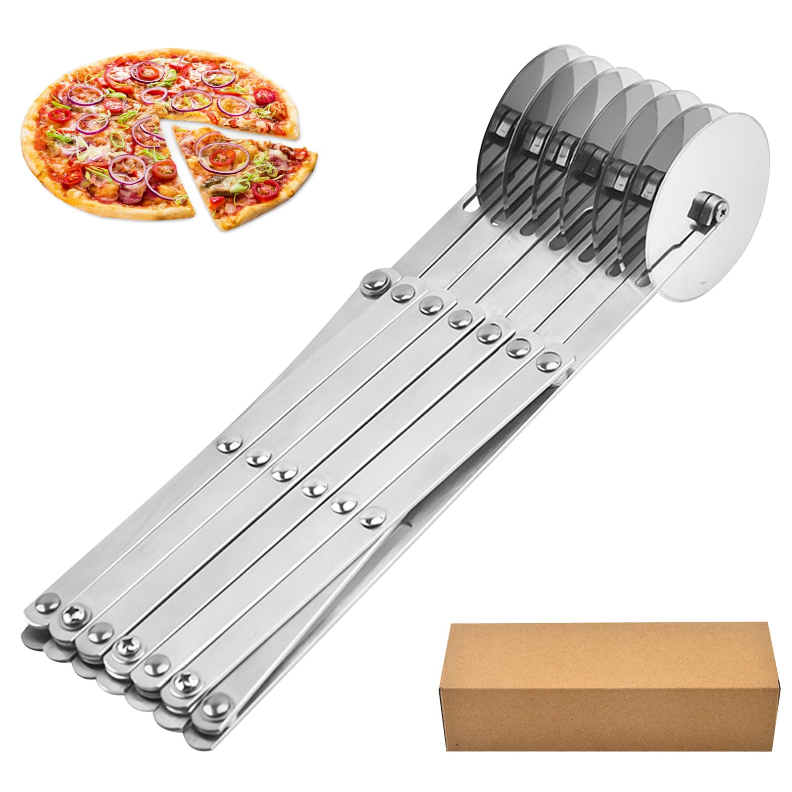 MACCHINA TAGLIAPIZZA A LEVA COMPLETA DI DISCO 4 LAME PER 4/8 SPICCHI E TAGLIERE FAGGIO SIL FIM