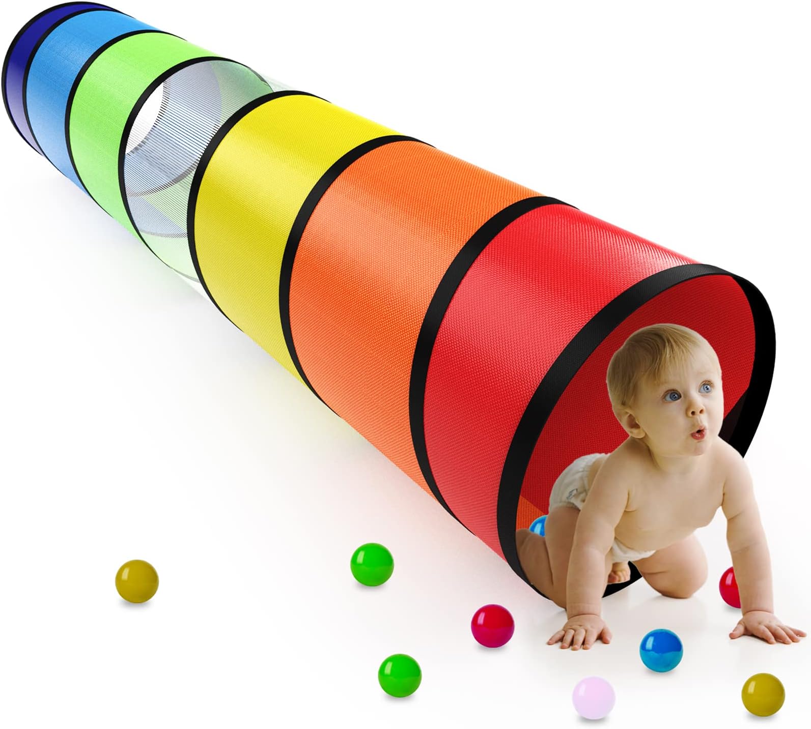 Kids Play Tunnel For Toddlers Colorful Pop Up Baby To Crawl Through 6 Foot Toddler Toys Or Gift Infant Children Dog Indoor Outdoor