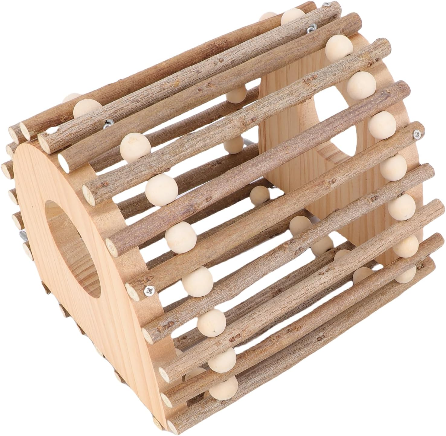 Jiawu Bird Ladder, Multifunctional Double Hole Design Pine Wood Safe Ladder Including Enhanced Ventilation for Active Play, Climbing Toy with Accessories for Parakeets Cockatiels