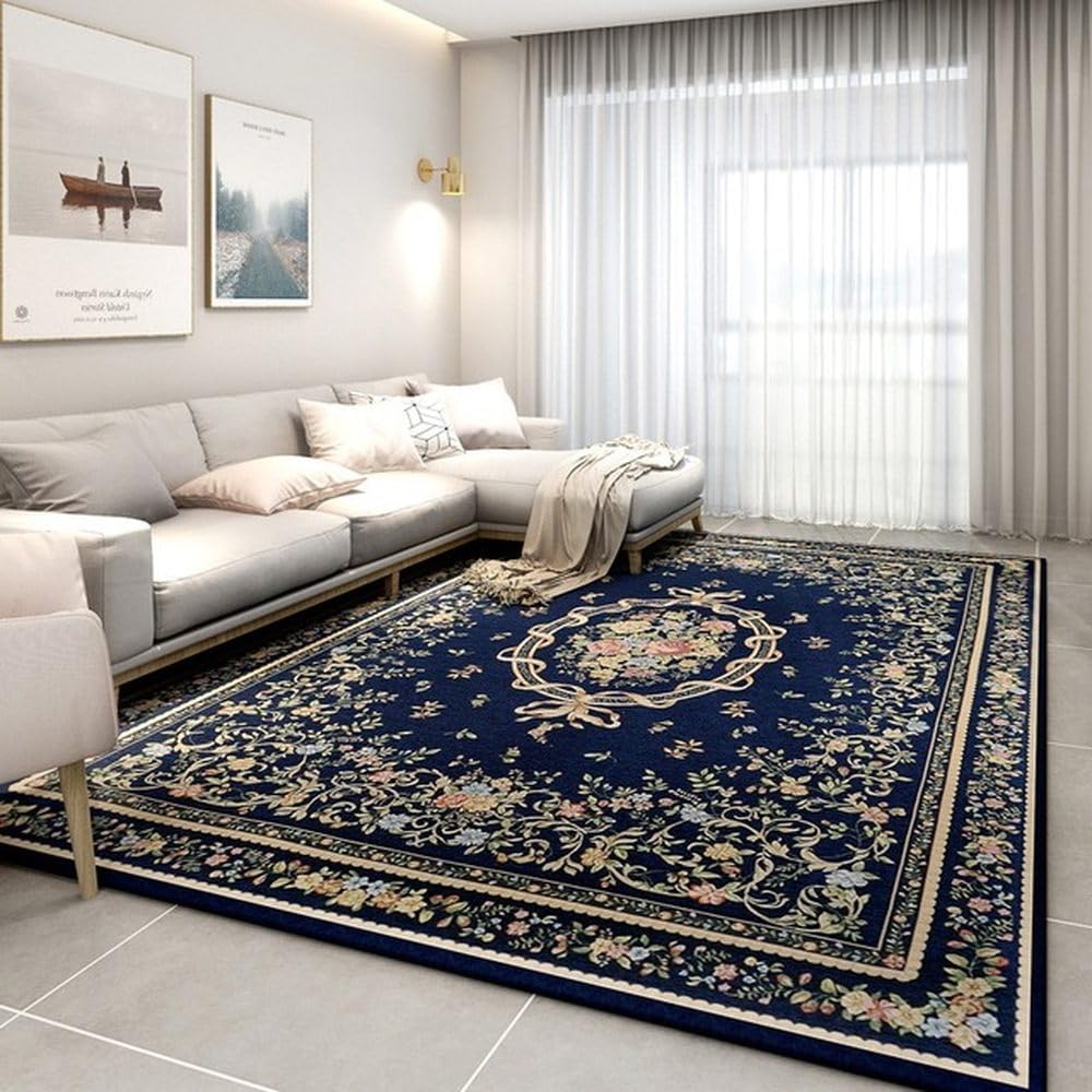 Tapis de salon imprimé floral doux et léger de grande surface