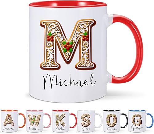 Miniatura 8 de Tazas de Navidad personalizadas, taza de café de Navidad personalizada con nombre inicial, monograma de Navidad, taza de café de chocolate caliente,